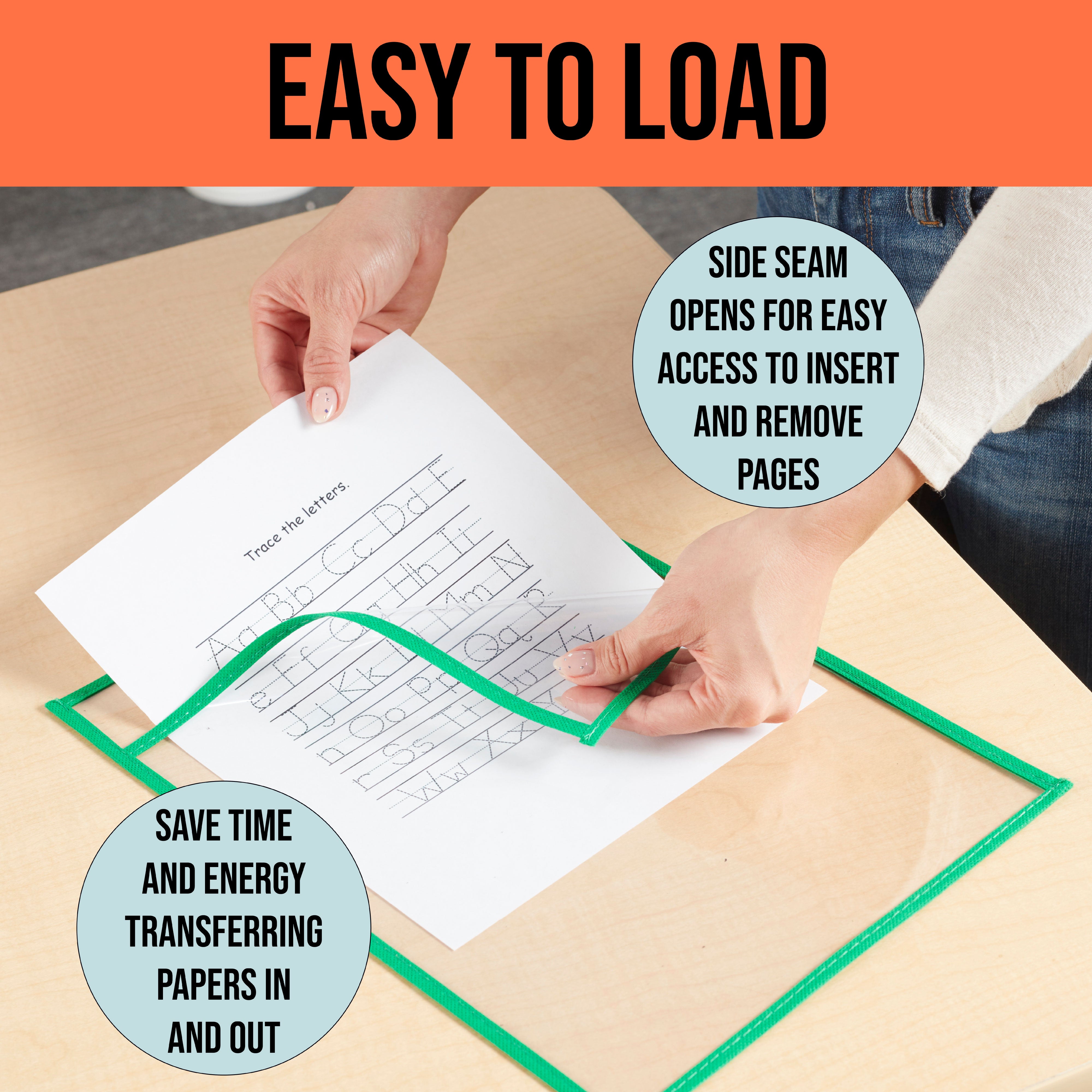 MessageStor Dry-Erase Reusable Clear Pockets with Markers, 30-Piece