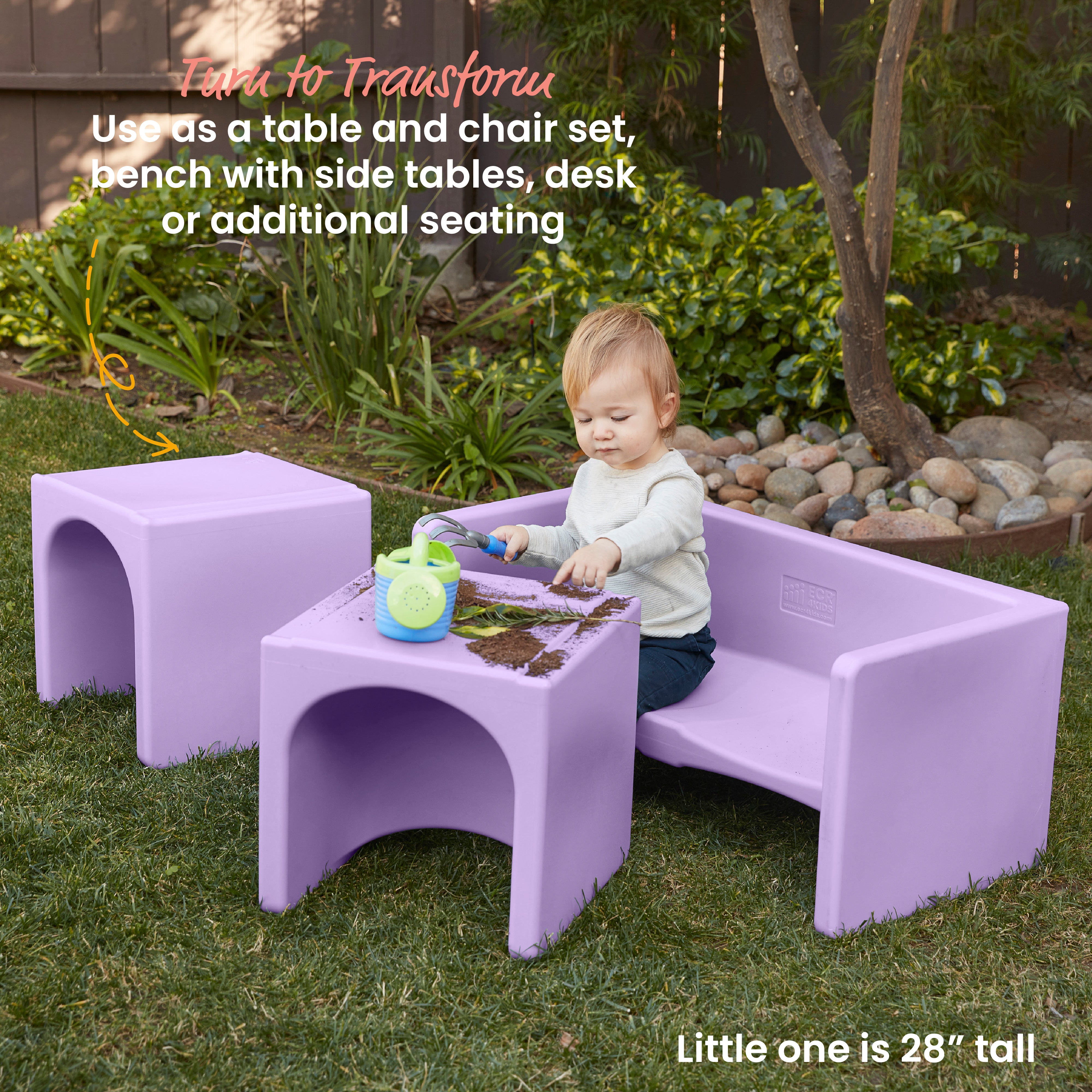 Tri-Me Table and Cube Chair Set, 3-Piece