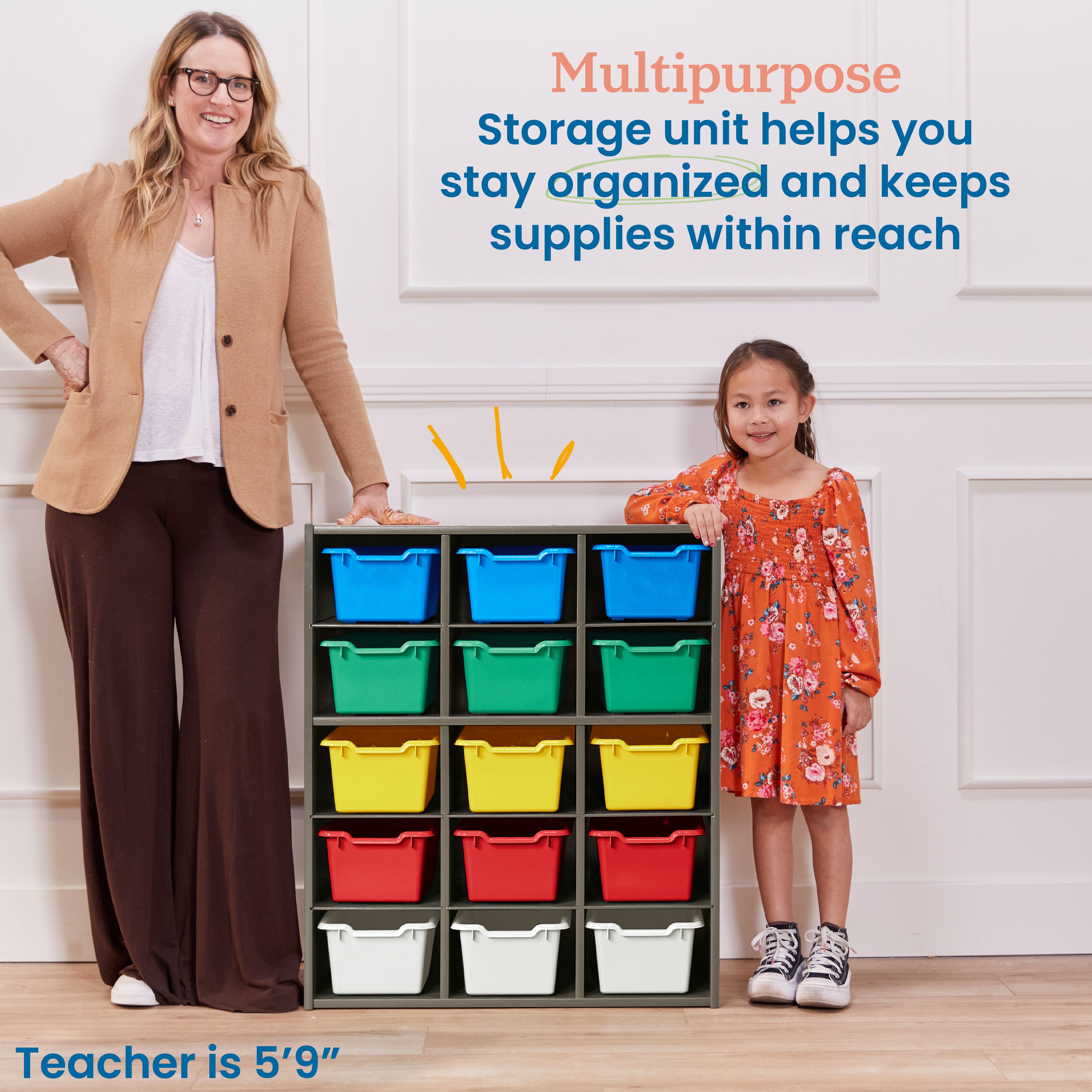 Streamline 15 Cubby Tray Cabinet and 15 Scoop Front Bins, 5x3