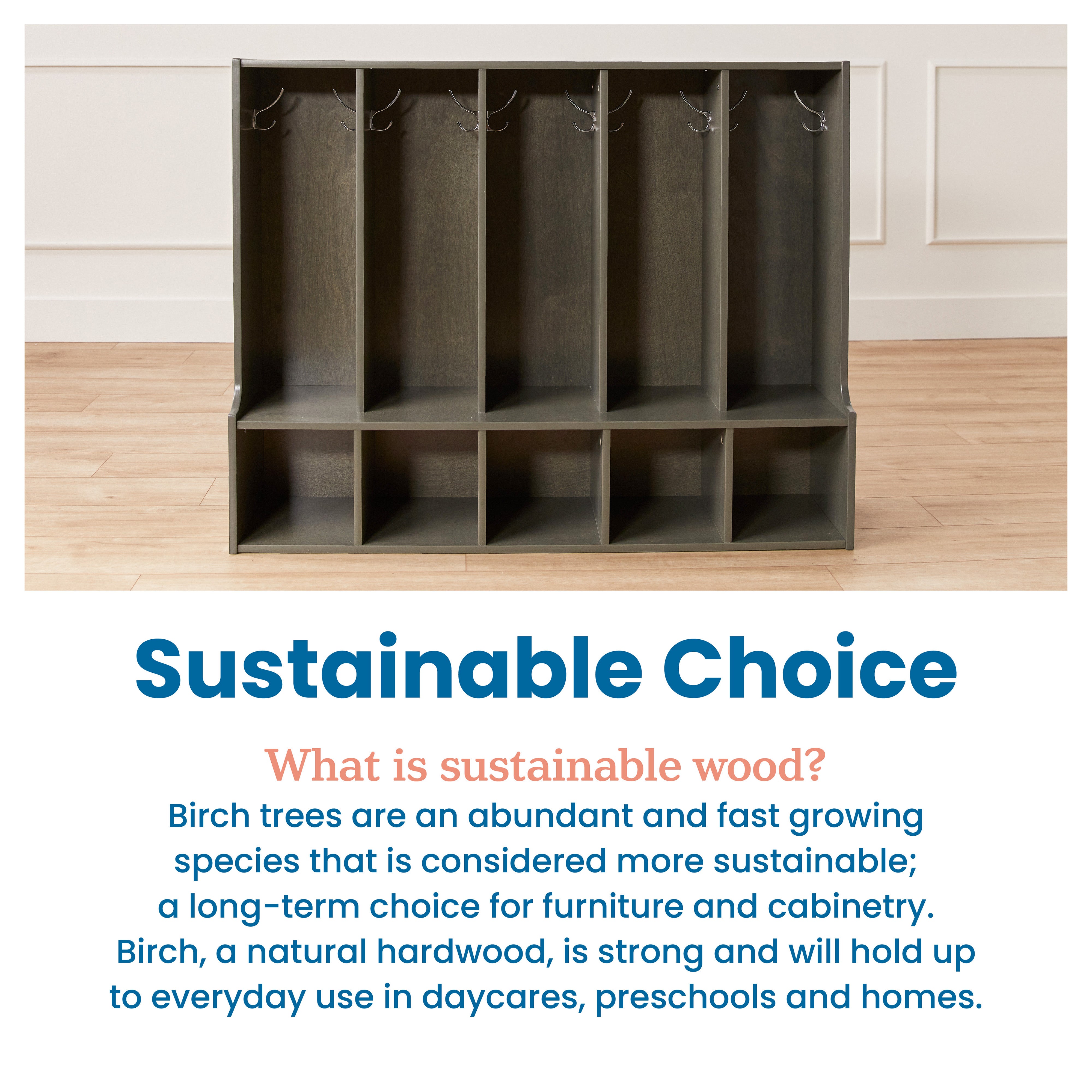 Streamline 5-Section Toddler Coat Locker with Bench and Bins