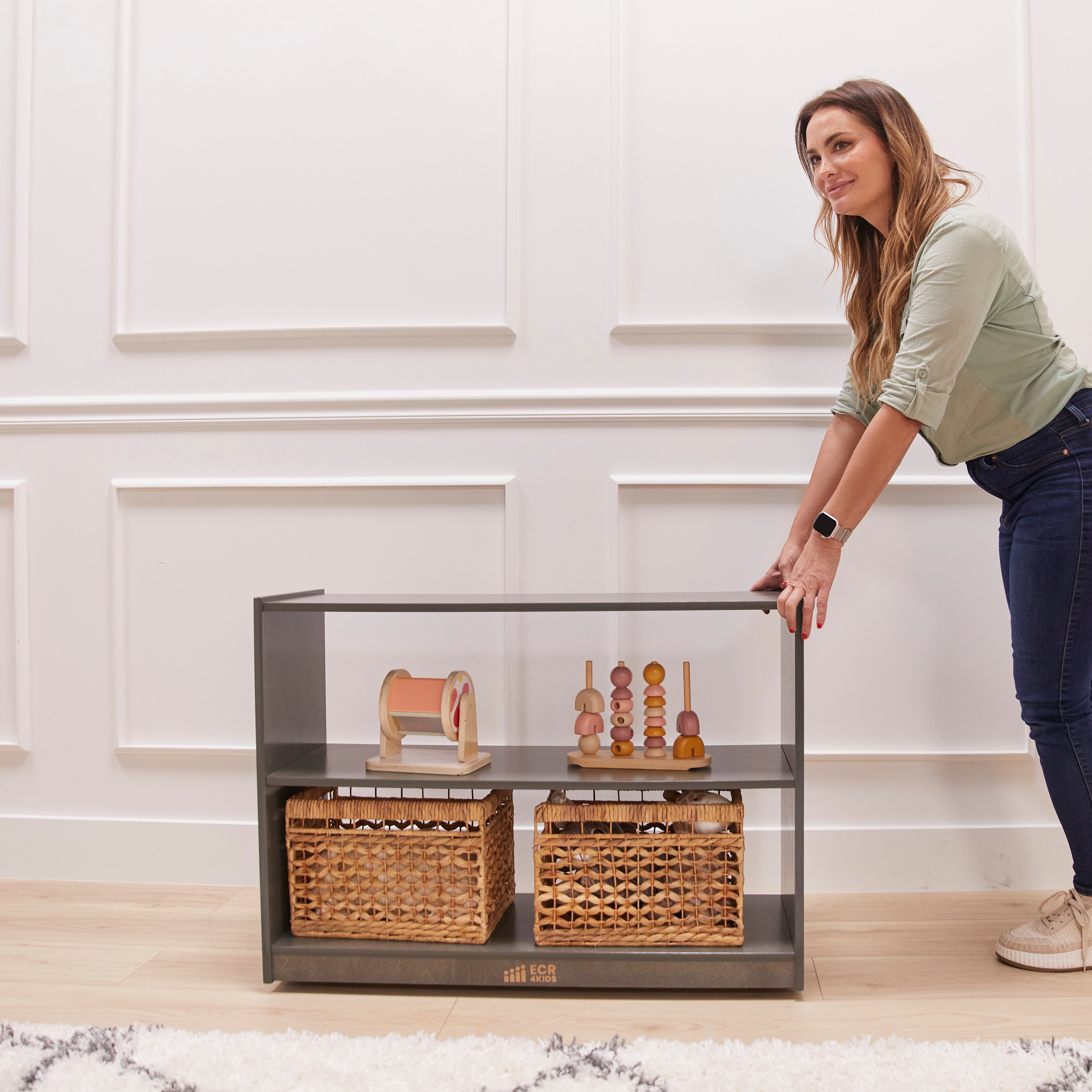 2-Shelf Mobile Island Storage Cabinet