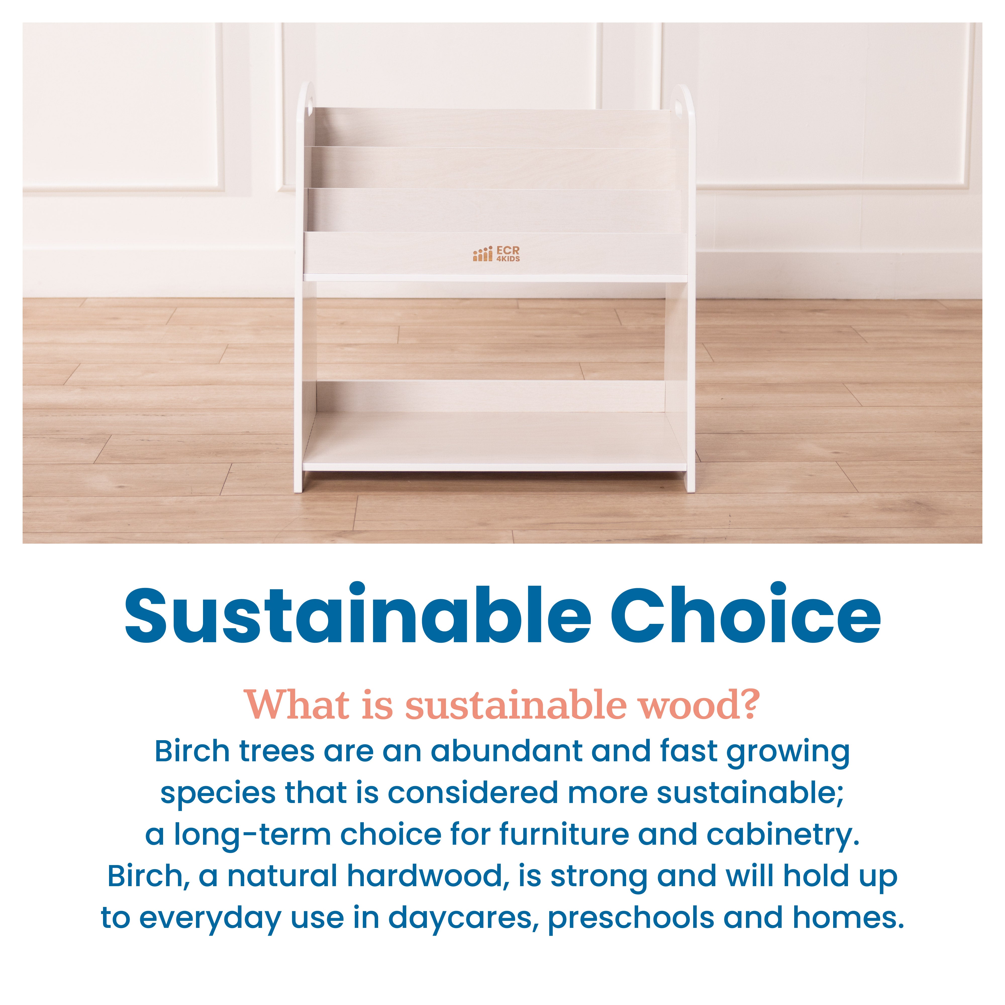 3-Shelf Floor Book Display with Handles and Storage, 30in