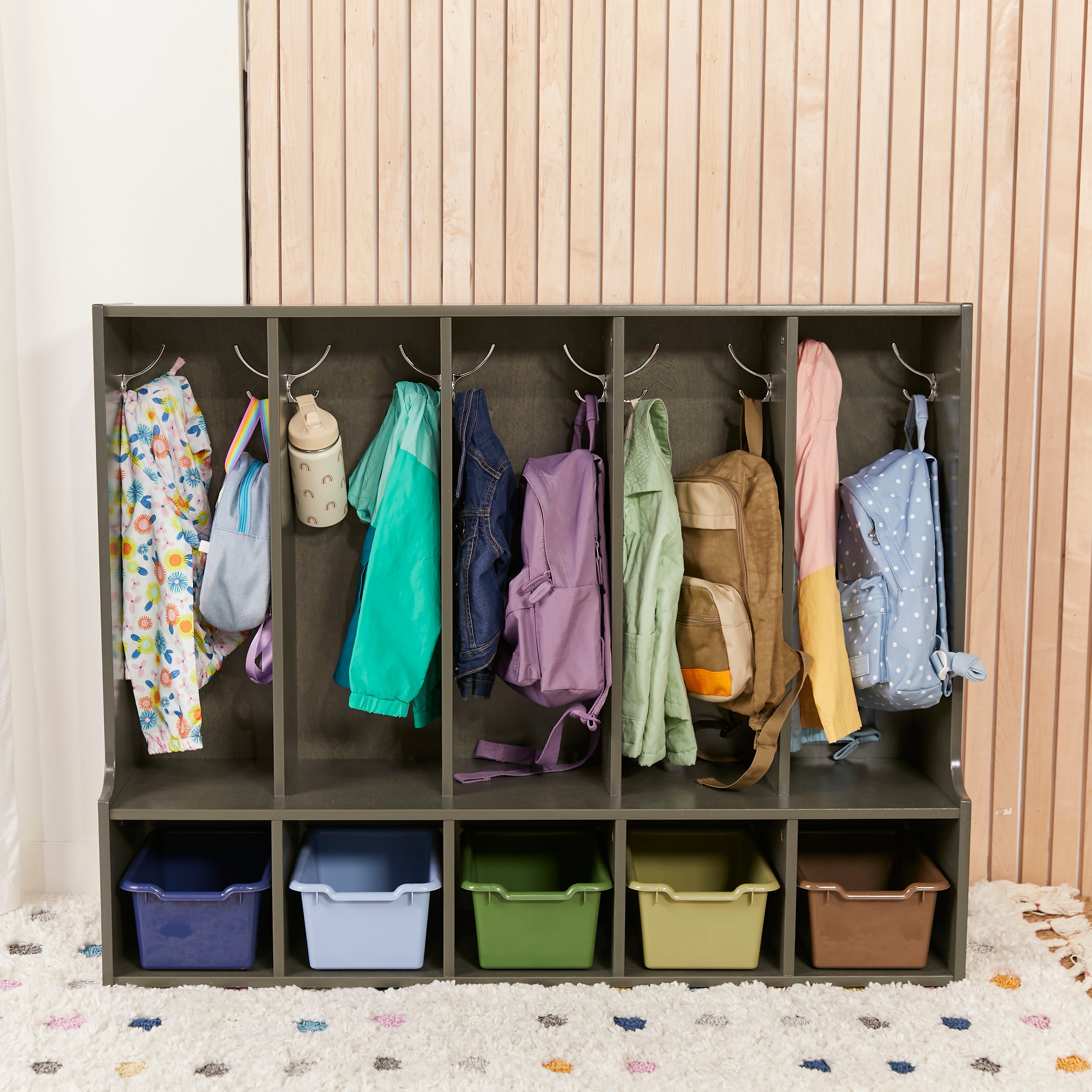 Streamline 5-Section Toddler Coat Locker with Bench