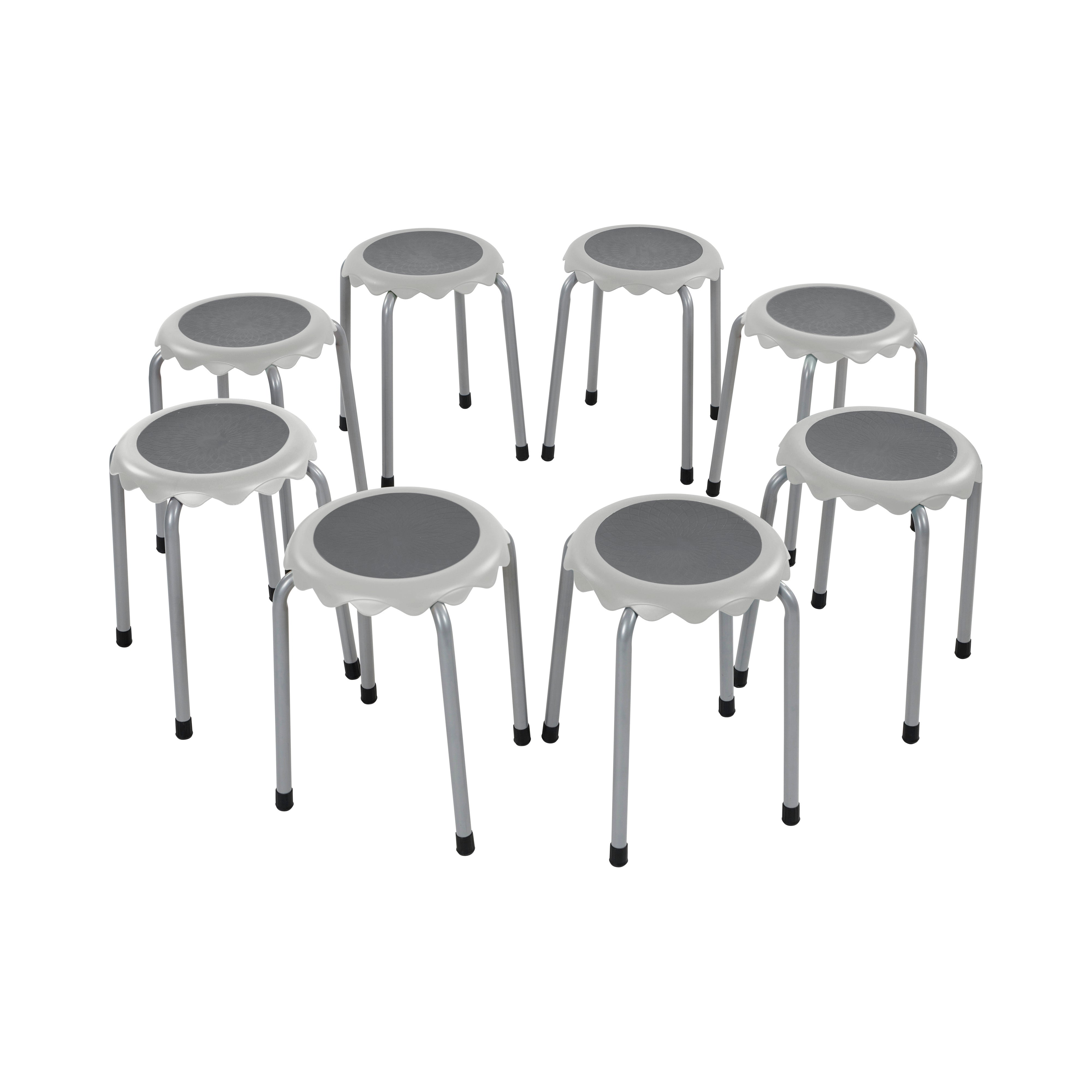 Daisy Stackable Stool with Glides Seating Set, 8-Piece