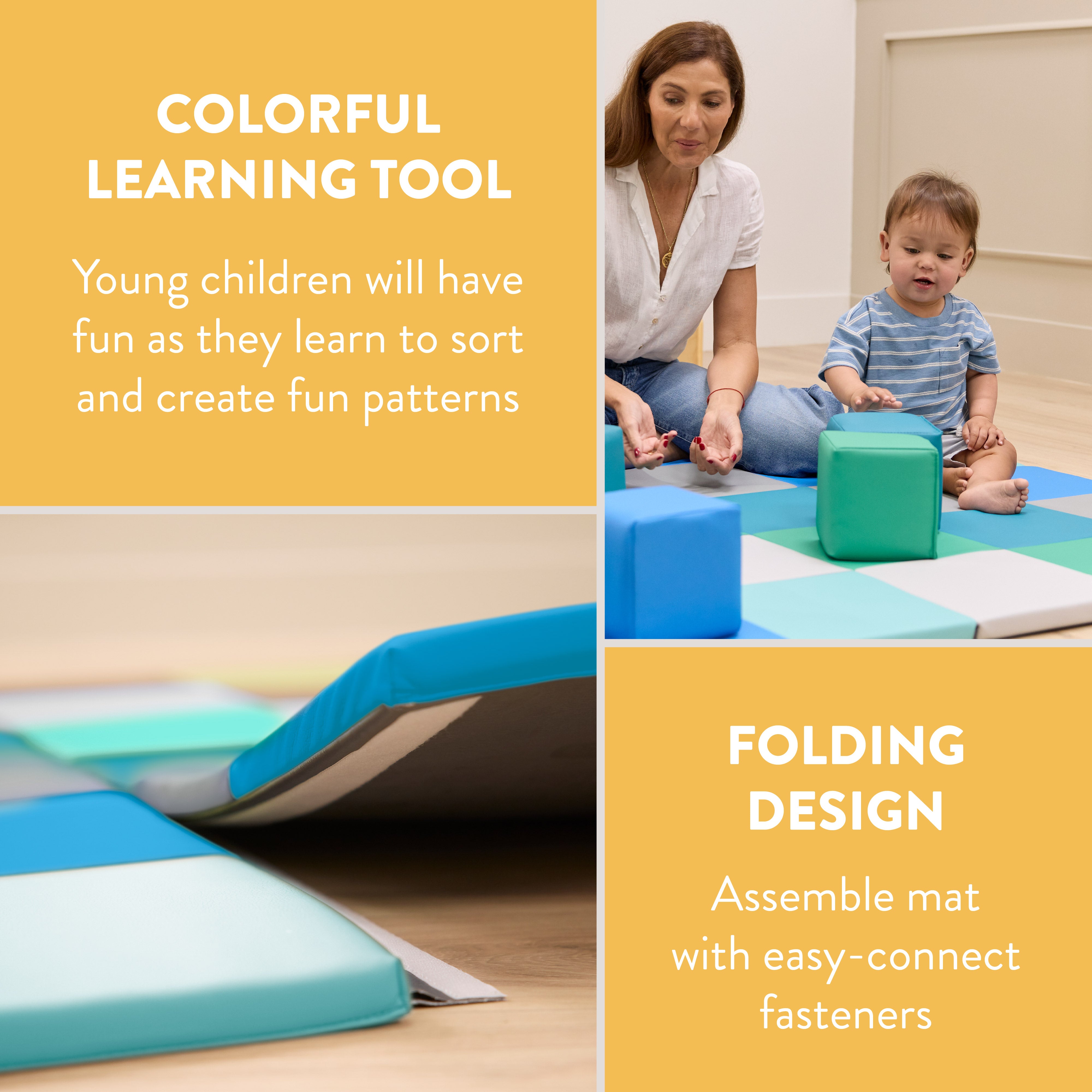 Mosaic Toddler Activity Play Mat and Blocks, 13-Piece