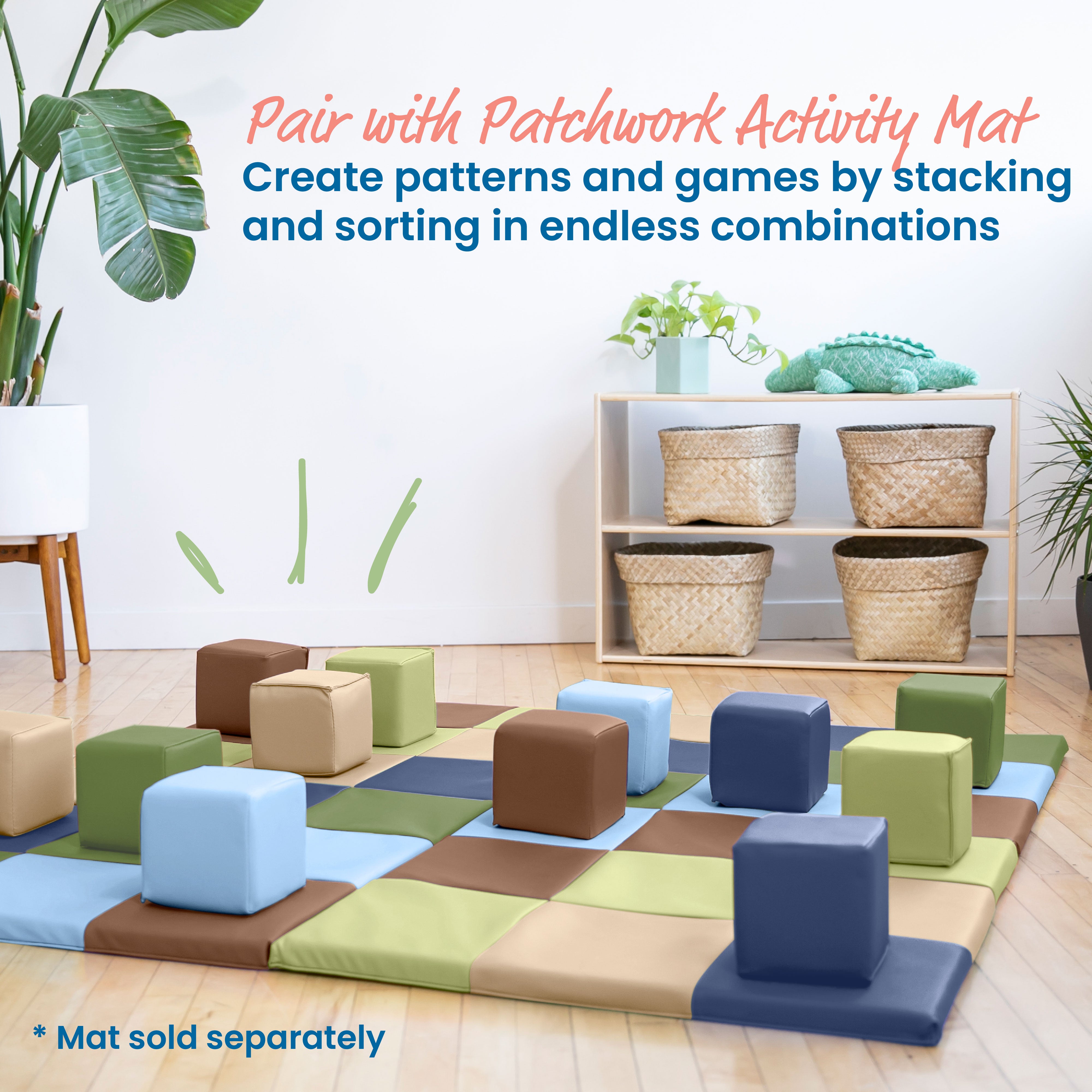 SoftZone Patchwork Toddler Blocks, 12-Piece