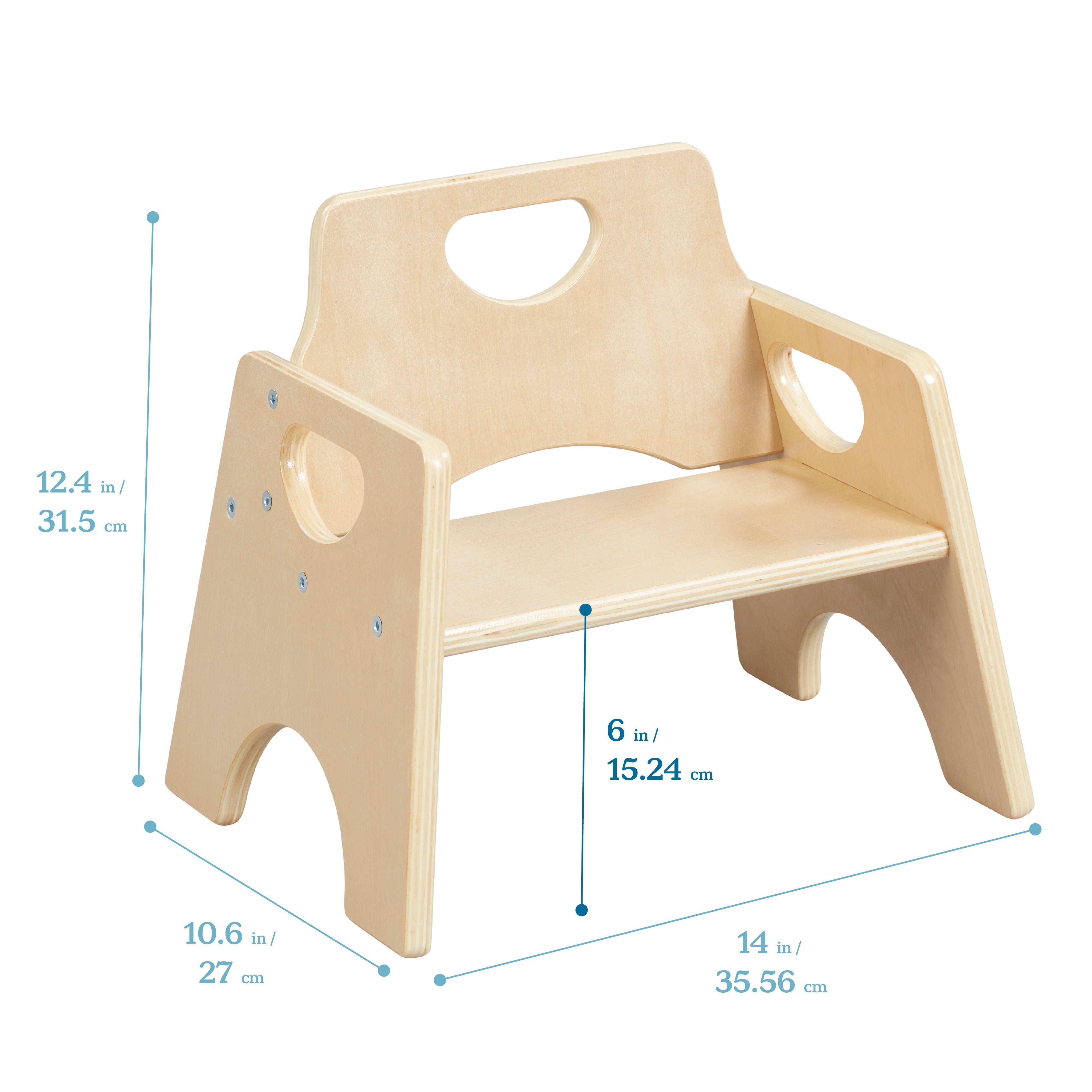 Stackable Wooden Toddler Chair, 6in, 2-Pack