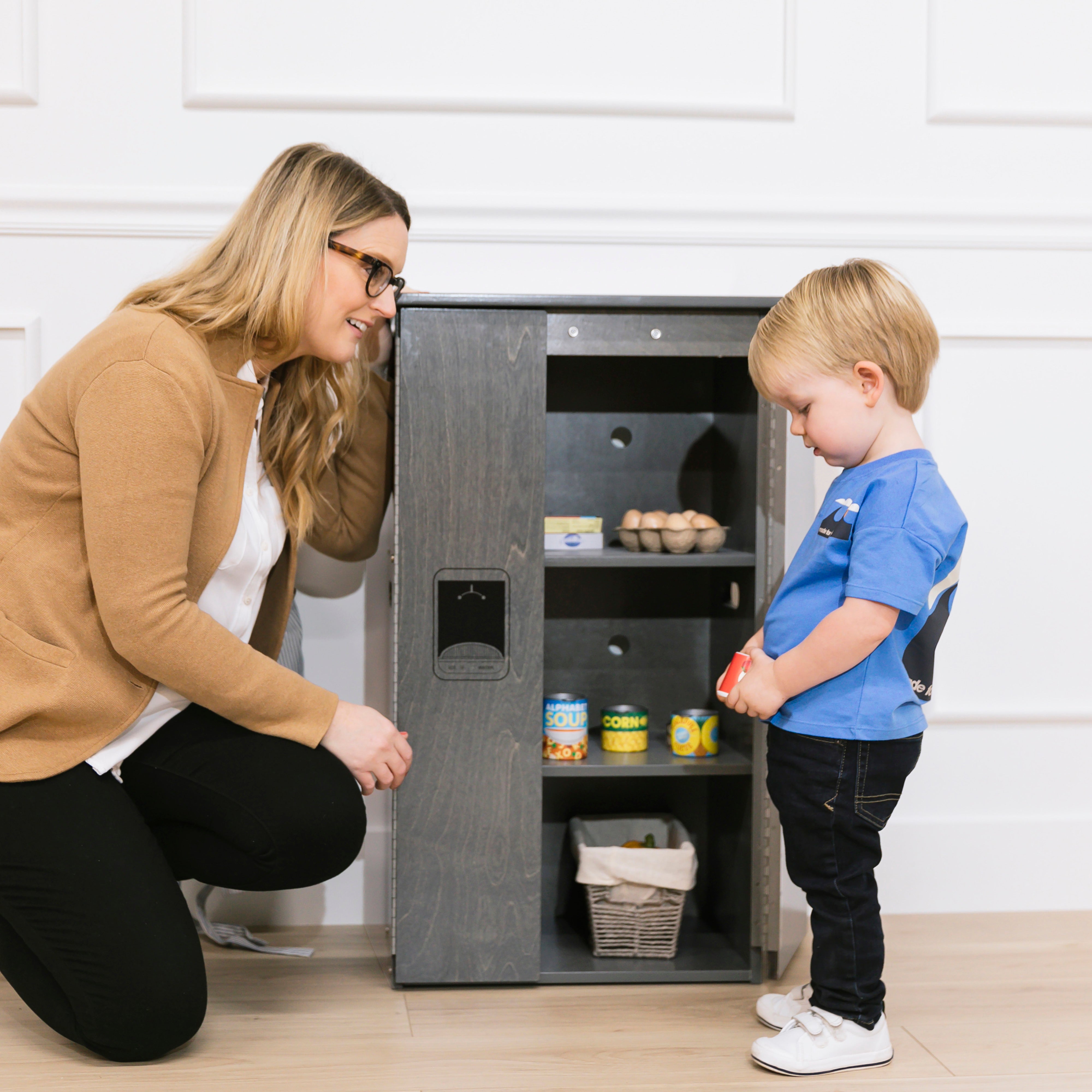 Play Kitchen Refrigerator, Wooden Playset
