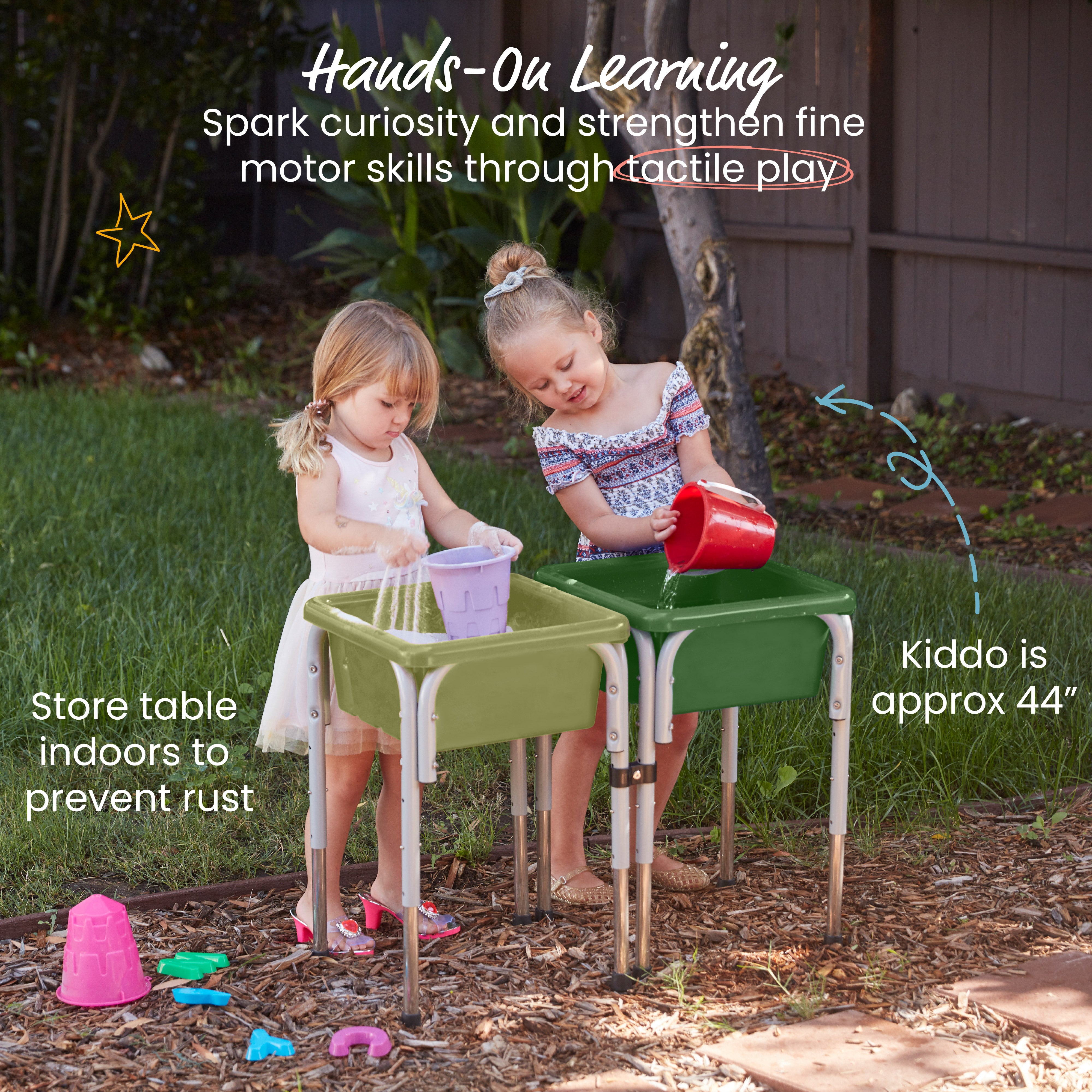 2-Station Sand and Water Adjustable Play Table, Sensory Bins