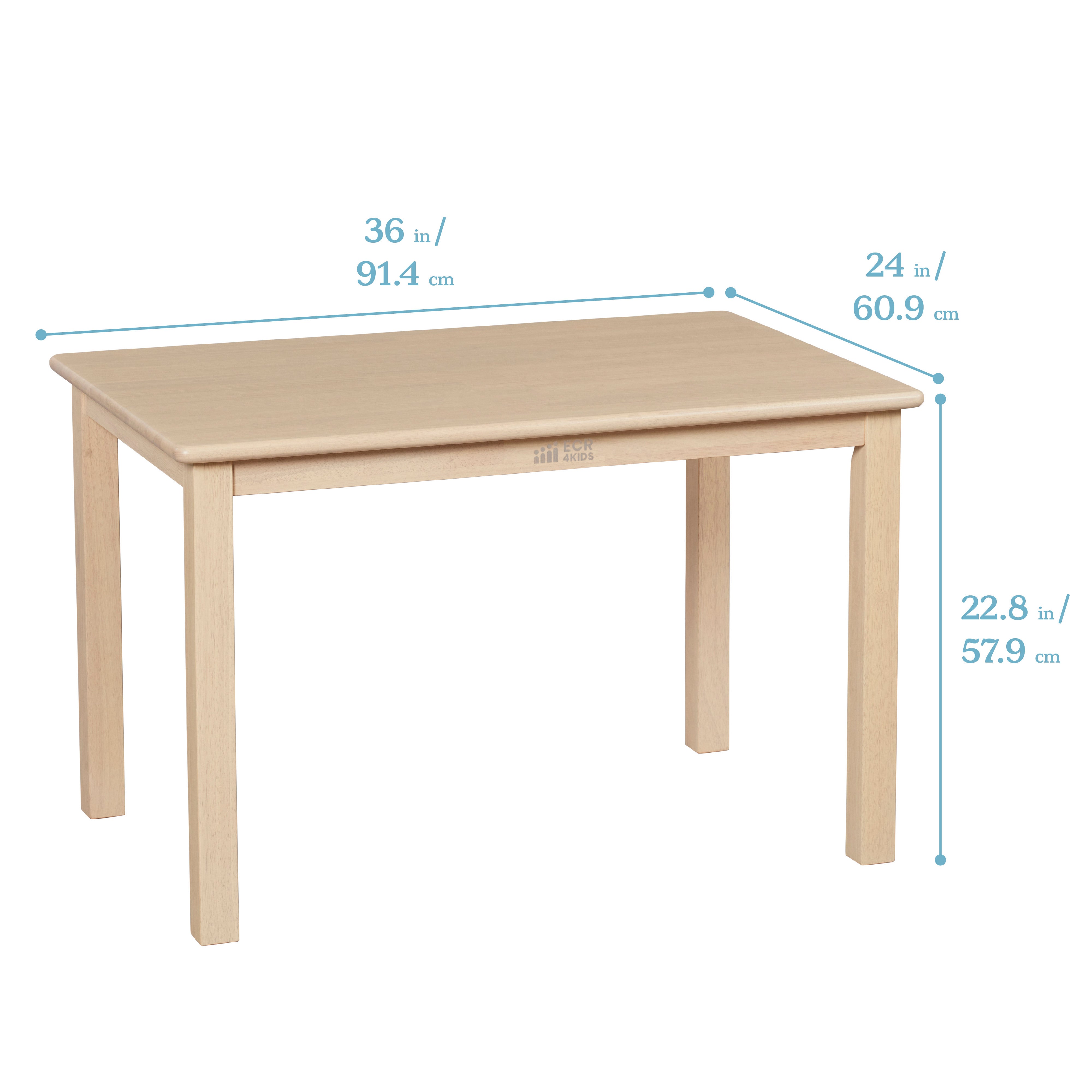24in x 36in Rectangular Hardwood Table with 22in Legs, Kids Furniture