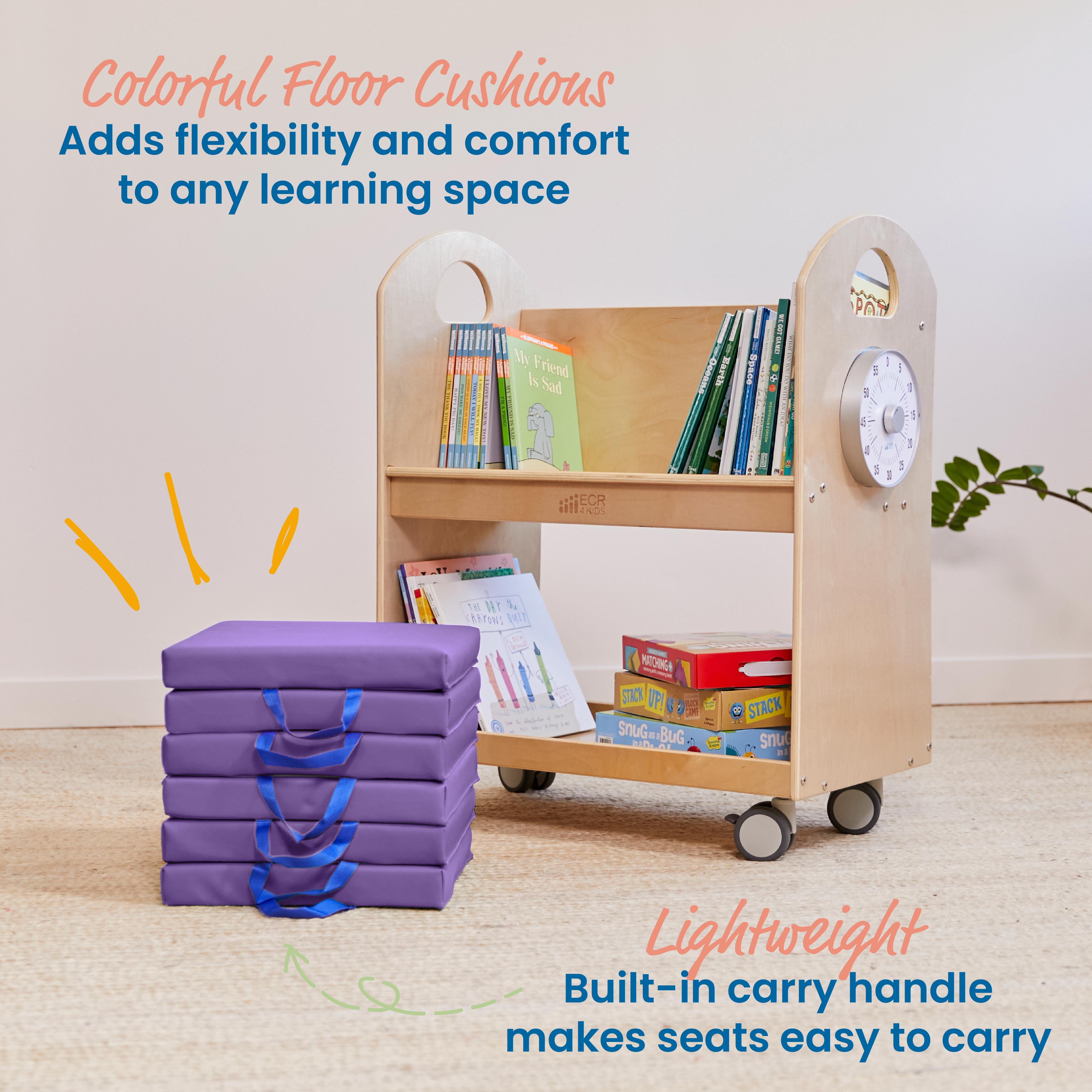 Square Floor Cushions with Handles, Classroom Flexible Seating, 6-Piece