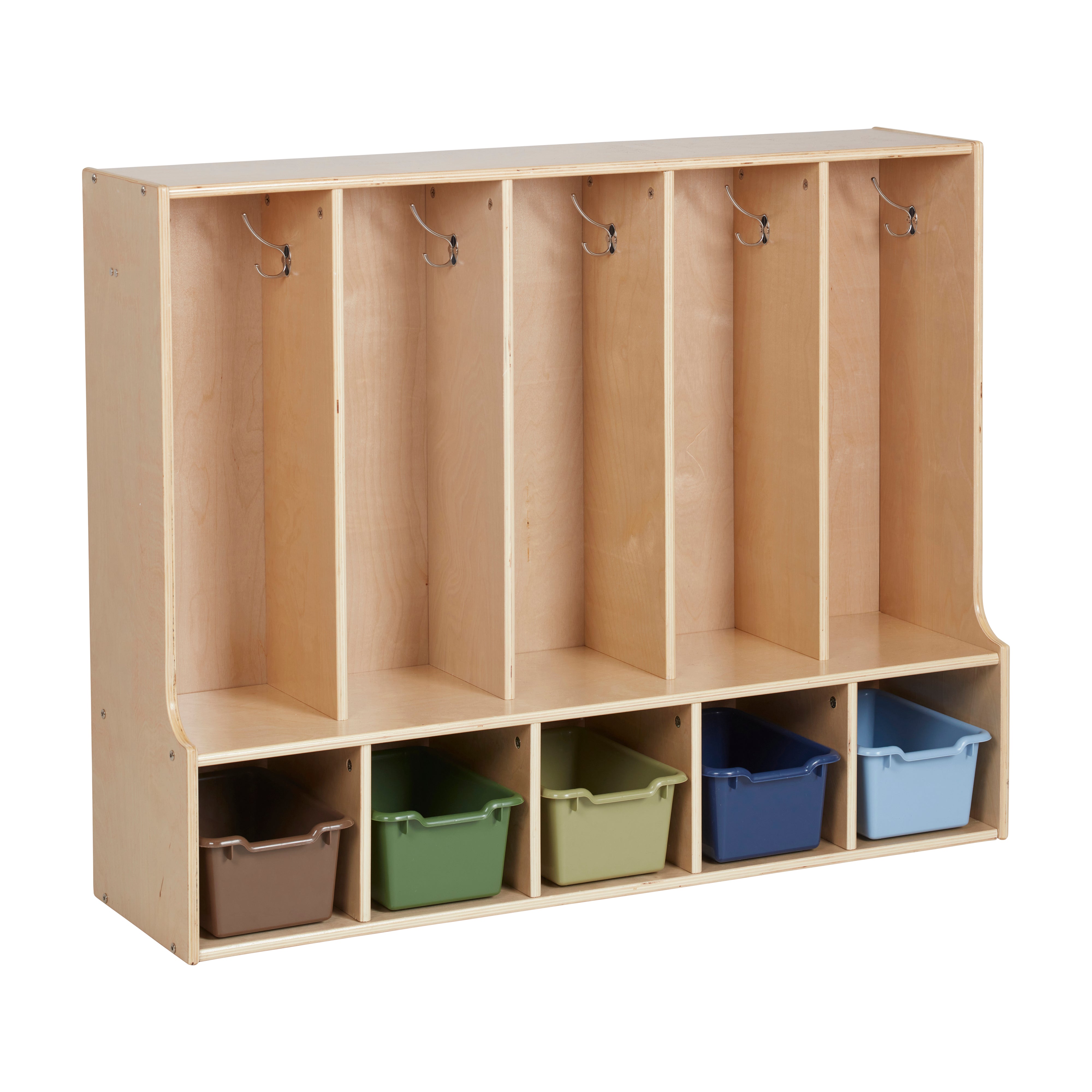 Streamline 5-Section Toddler Coat Locker with Bench and Bins