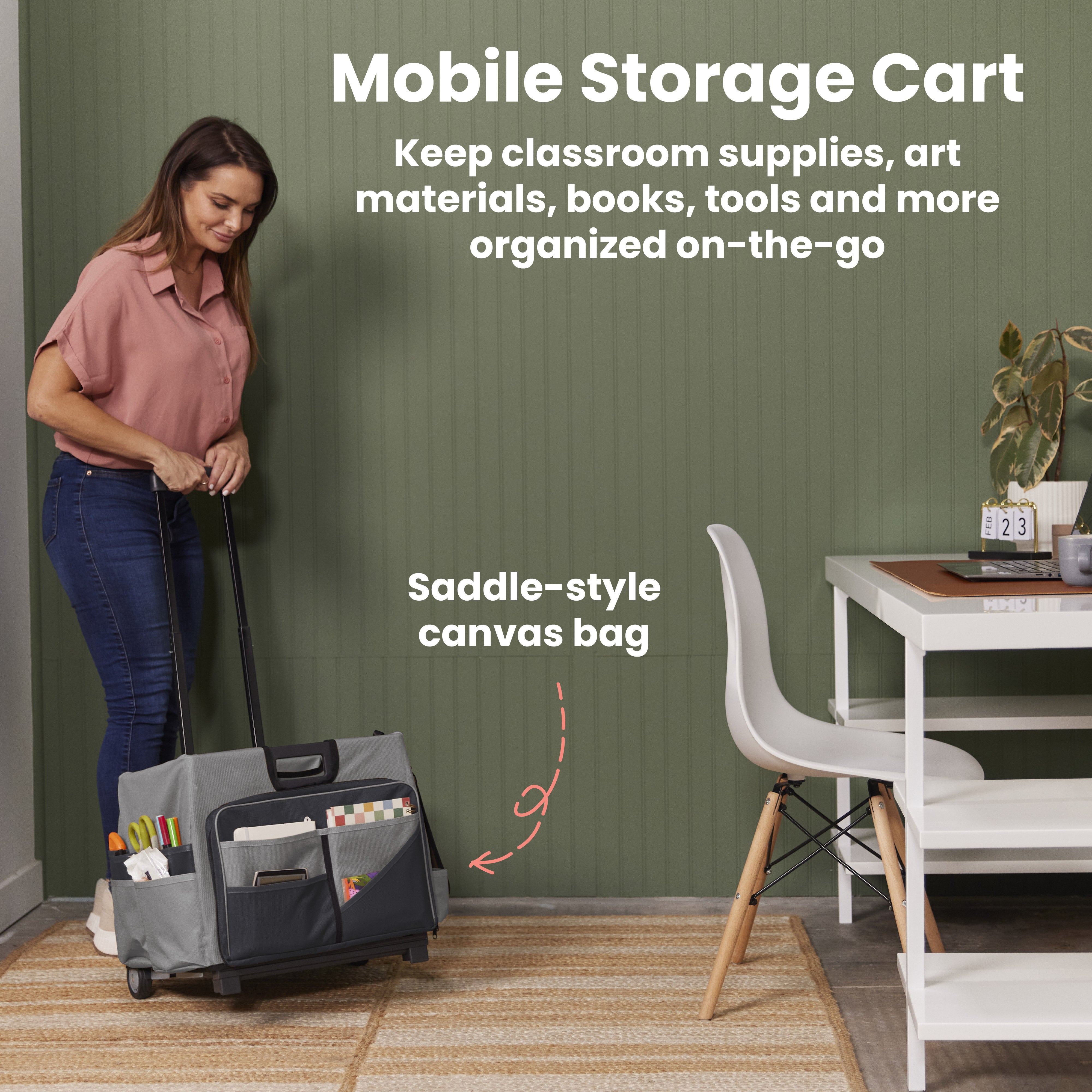 Universal Rolling Cart with Canvas Organizer Bag