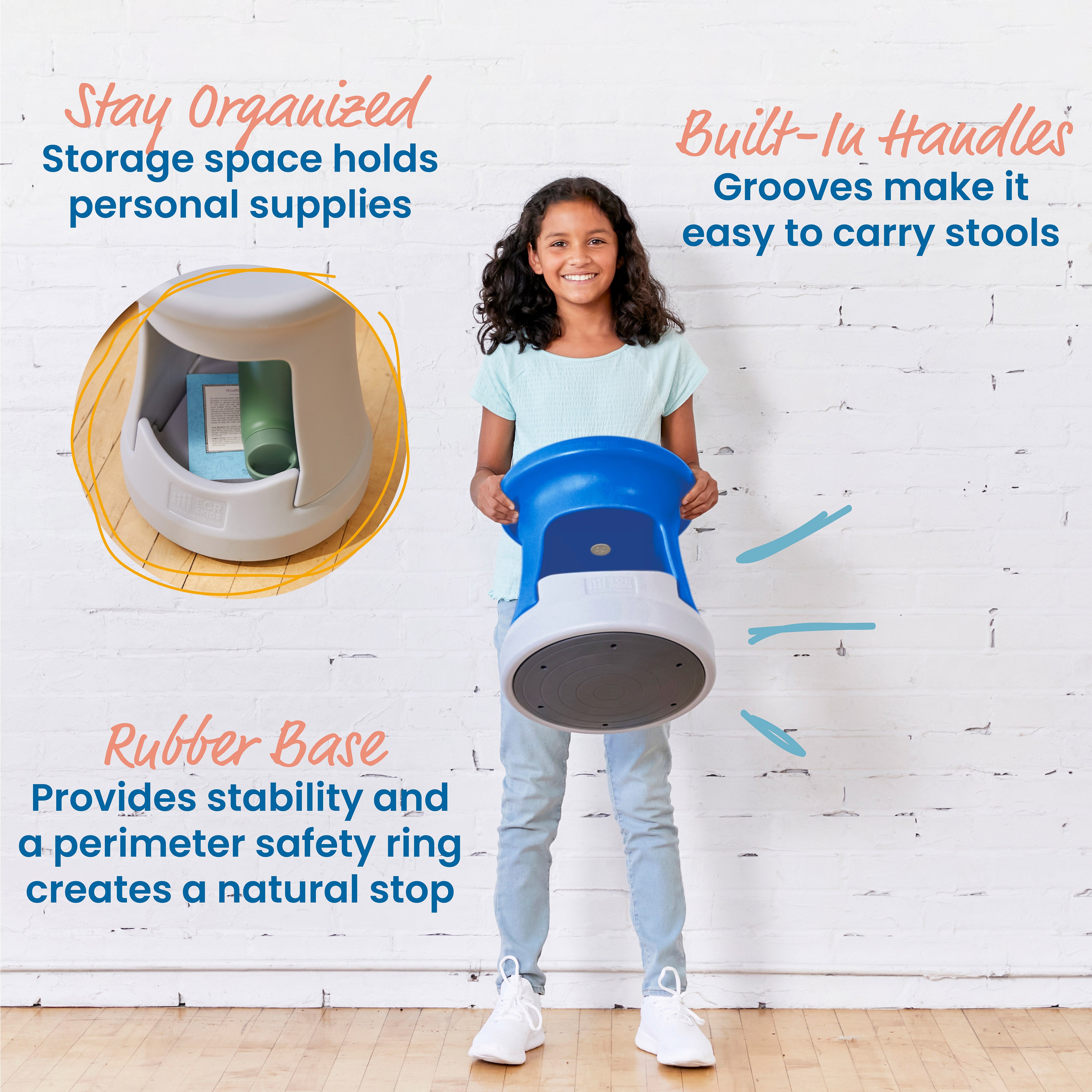 Storage Wobble Stool, 15in Seat Height