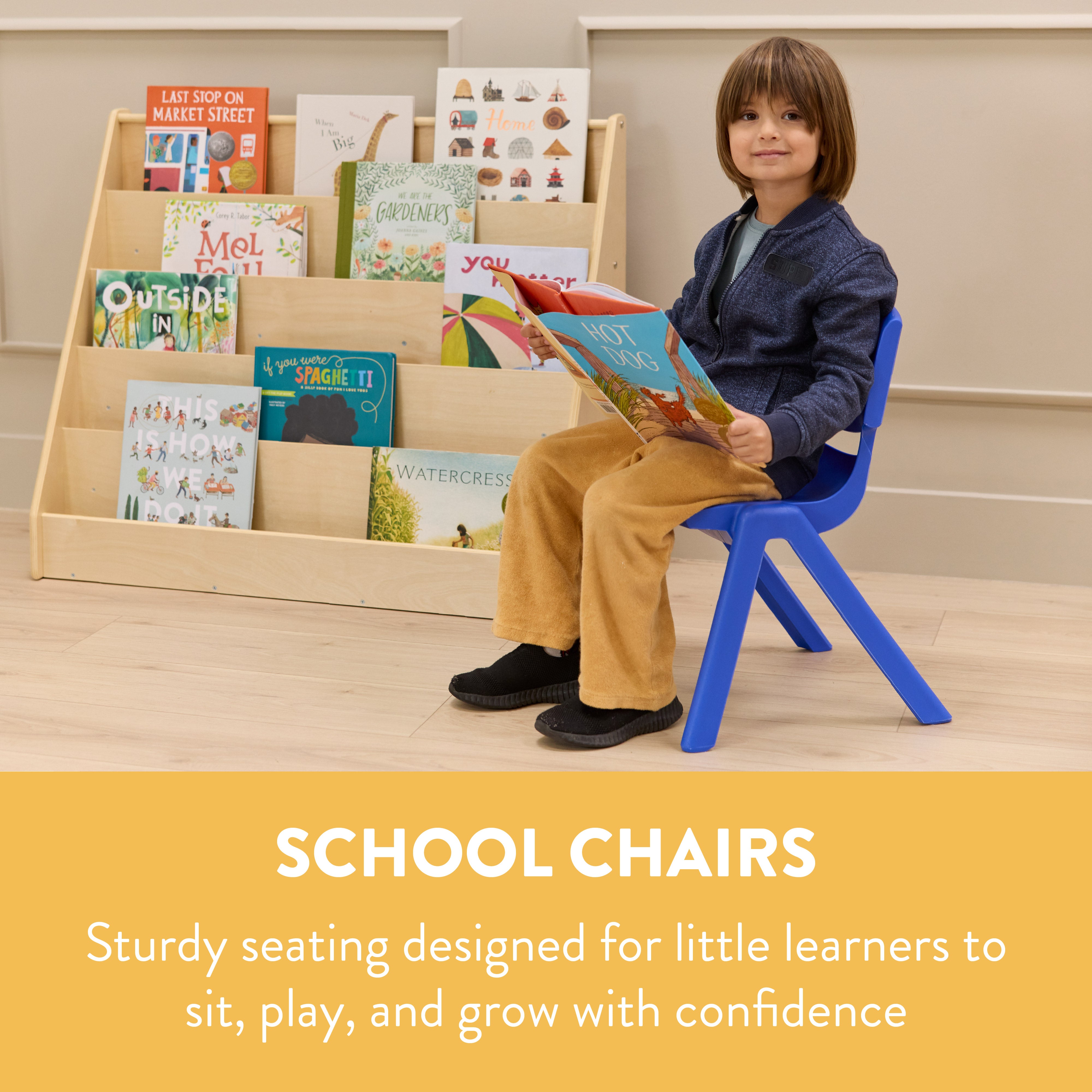 Stackable School Chairs, 12in Seat Height, 10-Pack