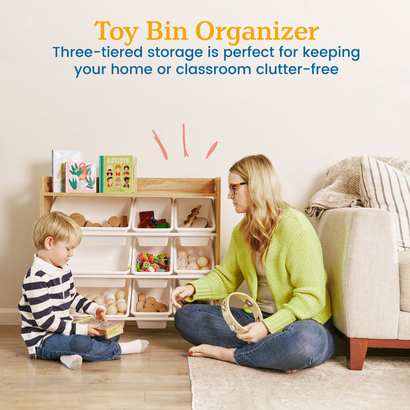 3-Tier Organizer with Shelf and 9 Bins, Toy Storage
