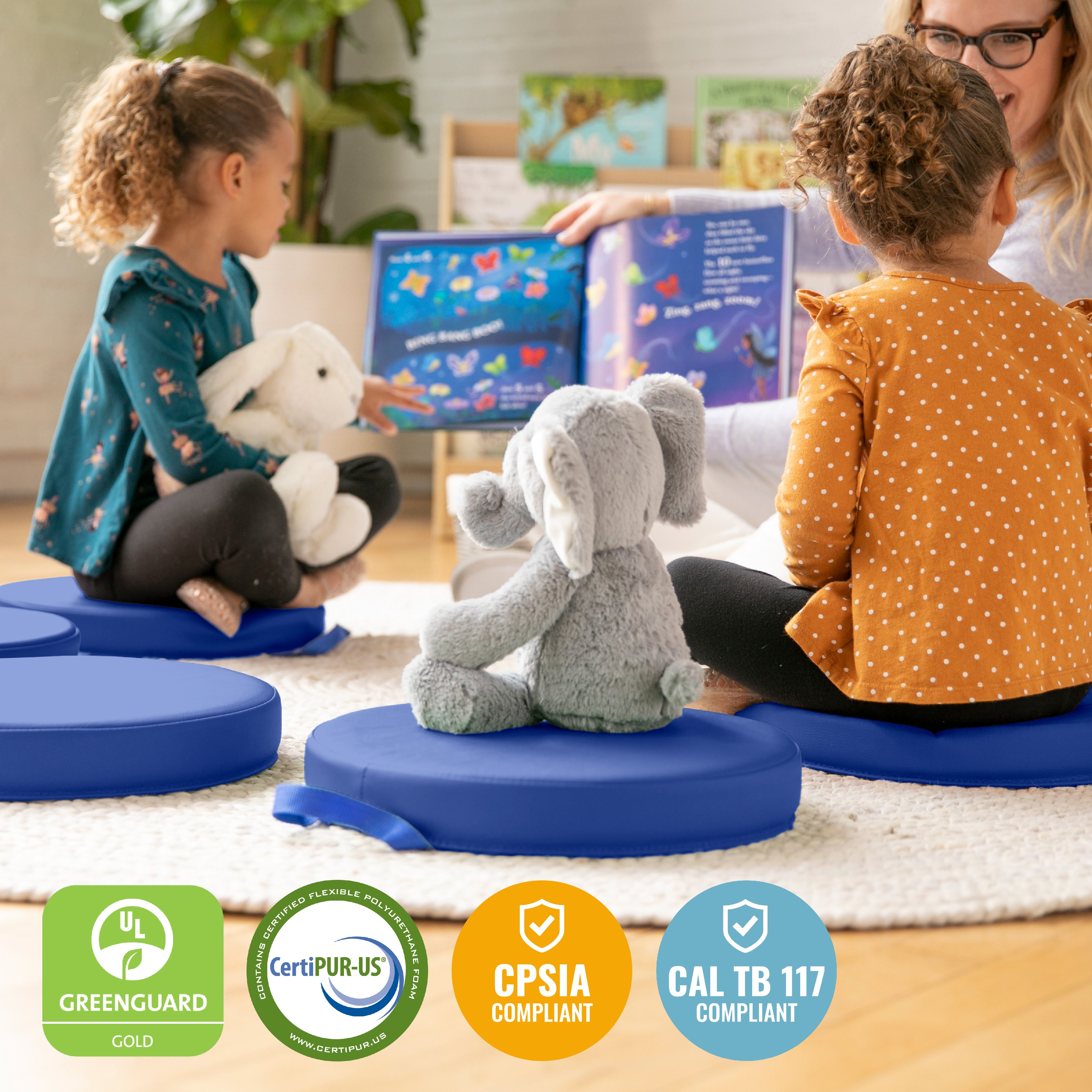 Round Floor Cushions with Handles, 6-Piece