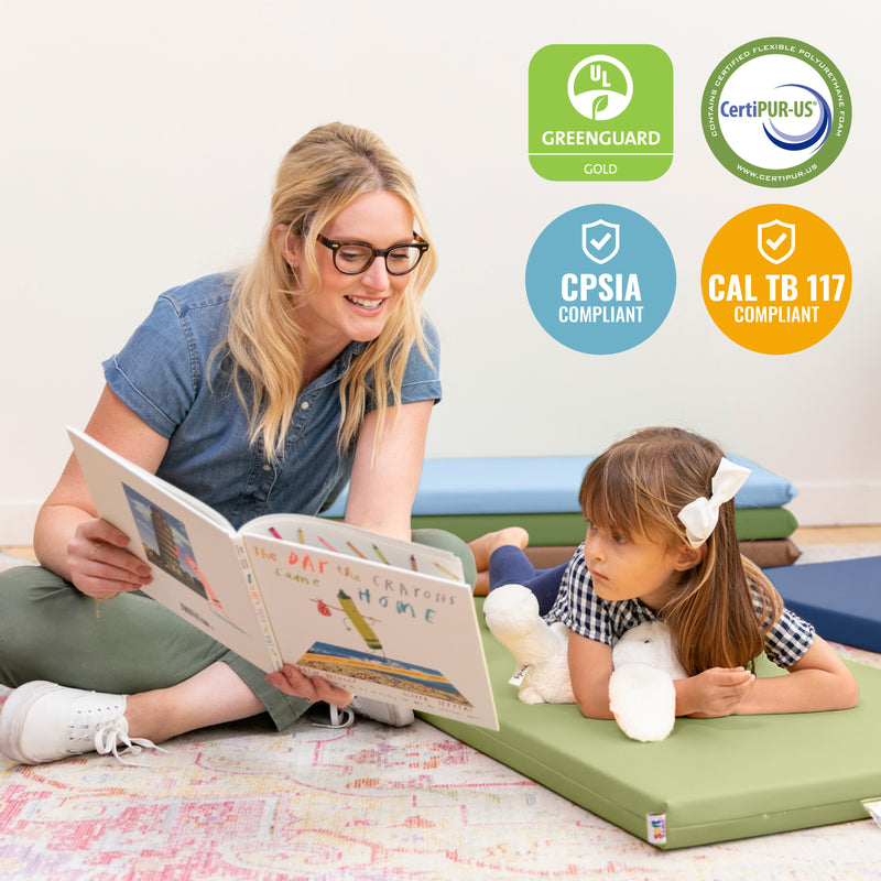 Rainbow Rest Nap Mats, Clear Name Tag Holder, 2in Thick - 5-Pack
