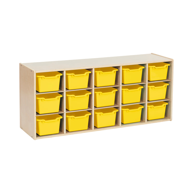 Streamline 15 Cubby Tray Cabinet with Scoop Front Storage Bins, 3x5