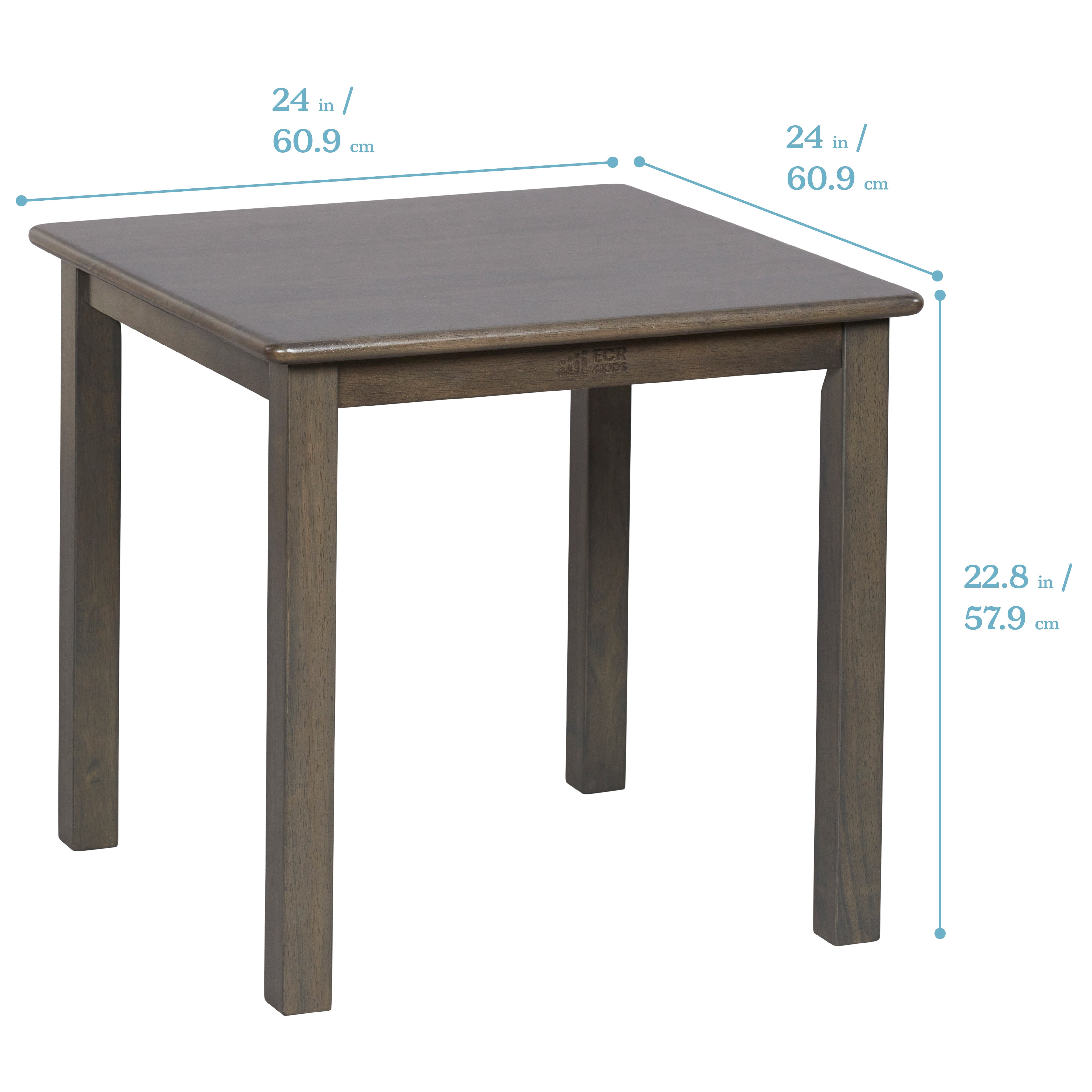 24in x 24in Hardwood Table and Chair Set, 12in Seat Height, 3-Piece