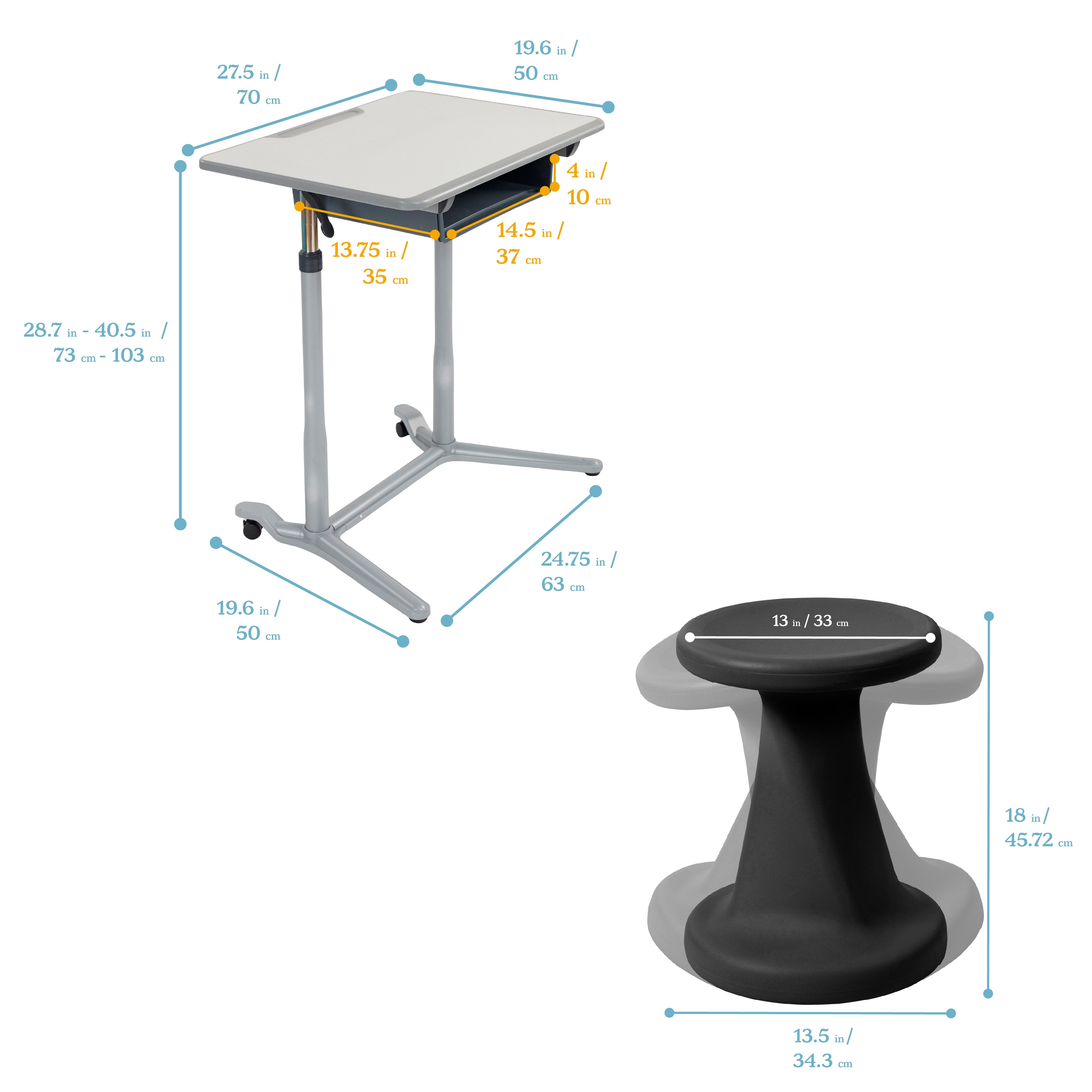 Flexible Classroom Package with 3S Mobile Desks and Twist Stools