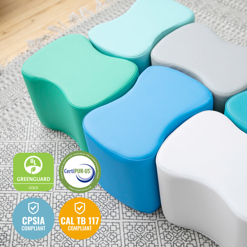 Toddler Modular Stool Set, Butterfly Shaped Foam Seats, 10in Seat Height, 6-Piece