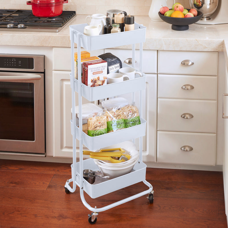 4-Tier Metal Rolling Utility Cart, Mobile Storage Organizer