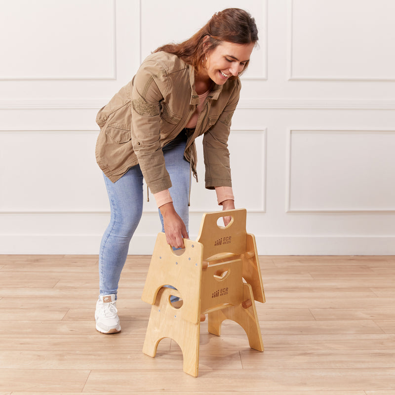 Stackable Wooden Toddler Chair, 8in, Kids Furniture, 2-Pack