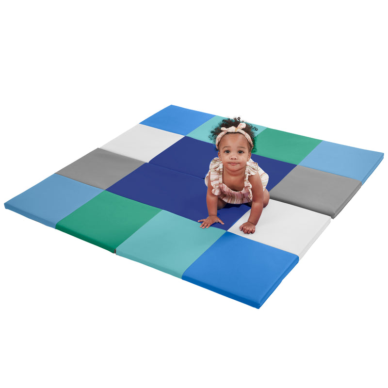 Square Dance Activity Play Mat, Colorful Tummy Time Folding Foam Mat