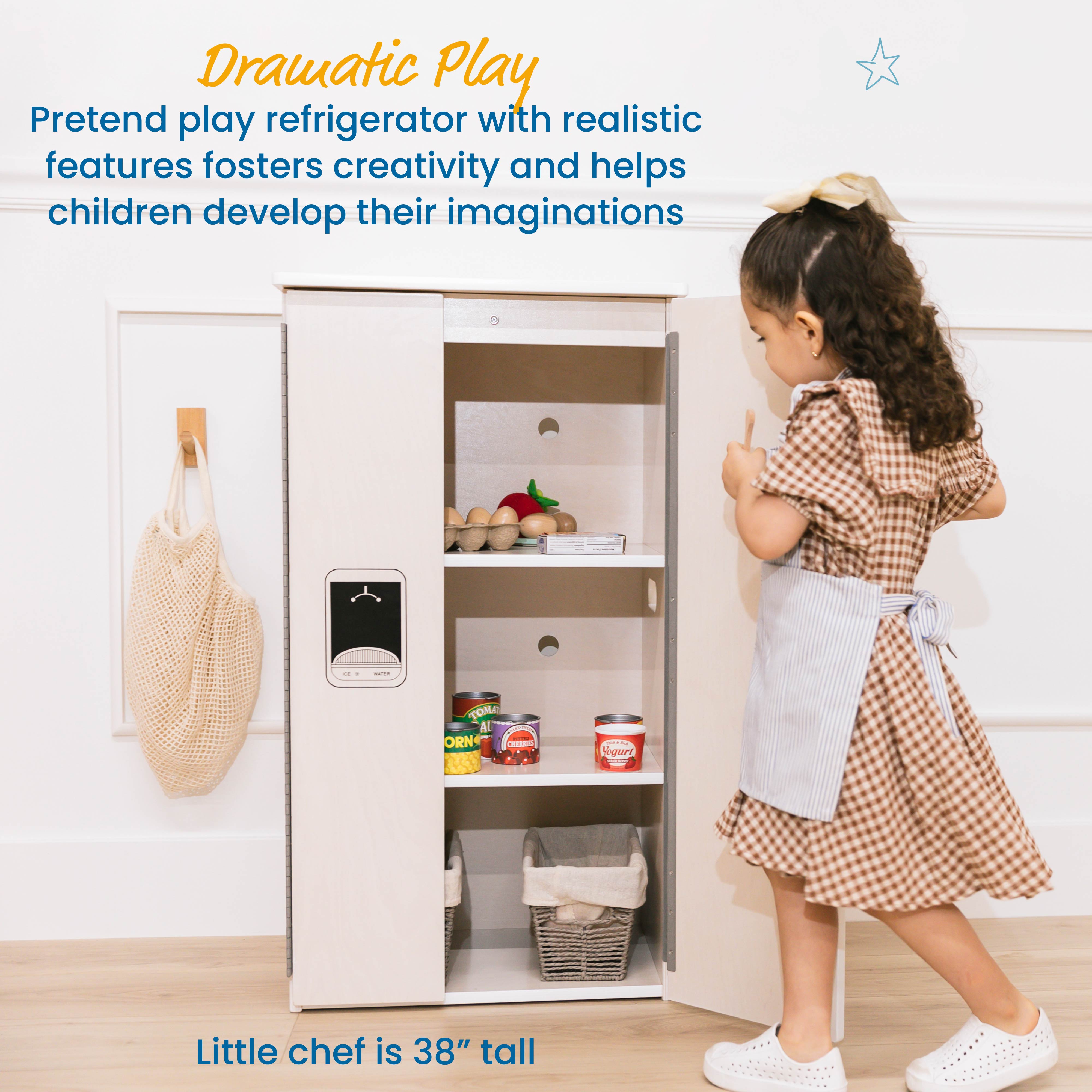Play Kitchen Refrigerator, Wooden Playset