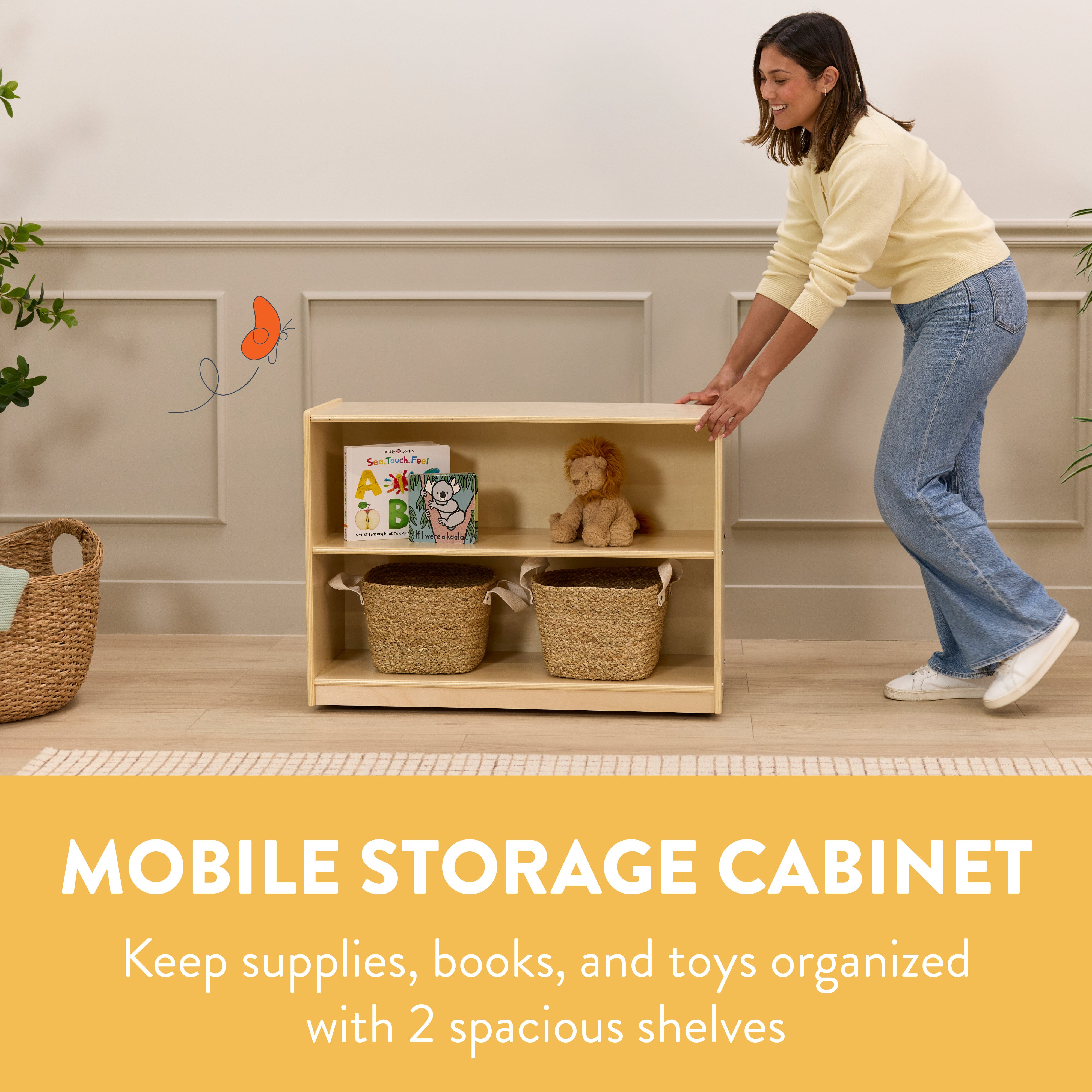 2-Shelf Mobile Storage Cabinet