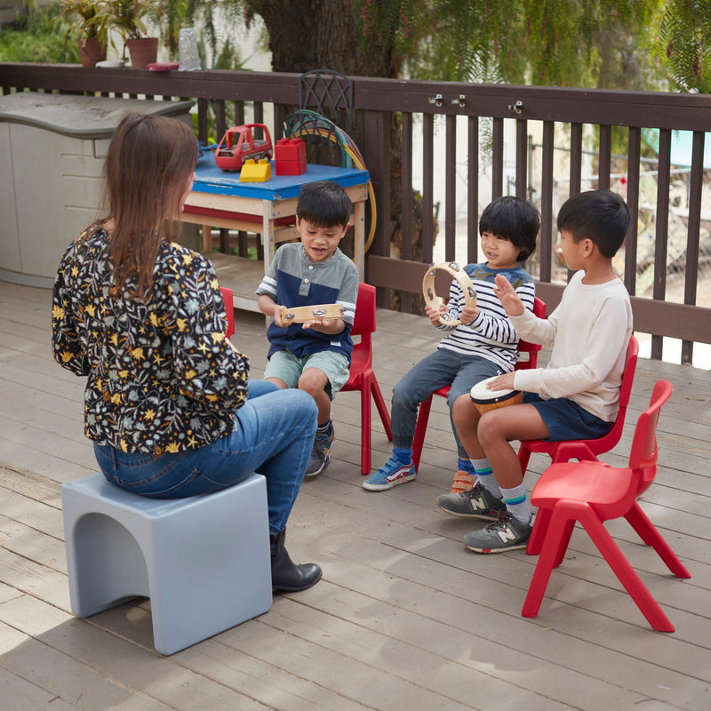 Plastic Classroom Stack Chairs, Indoor/Outdoor Seats for Kids, 12in Seat Height