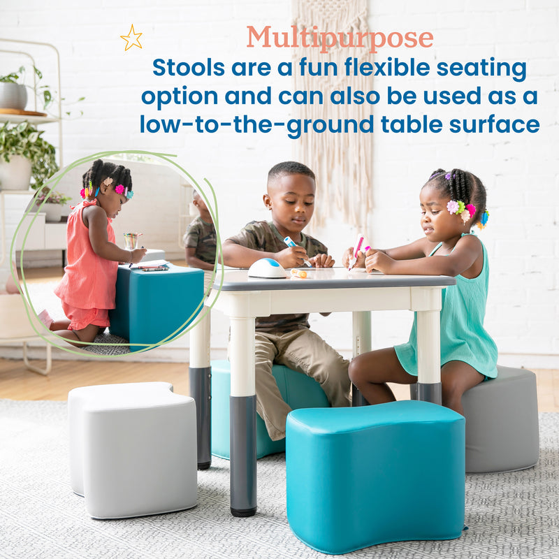 Toddler Modular Stool Set, Butterfly Shaped Foam Seats, 10in Seat Height, 6-Piece