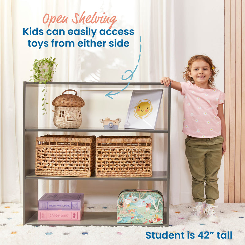 Streamline 3-Shelf Storage Cabinet, 36in High, Double-Sided