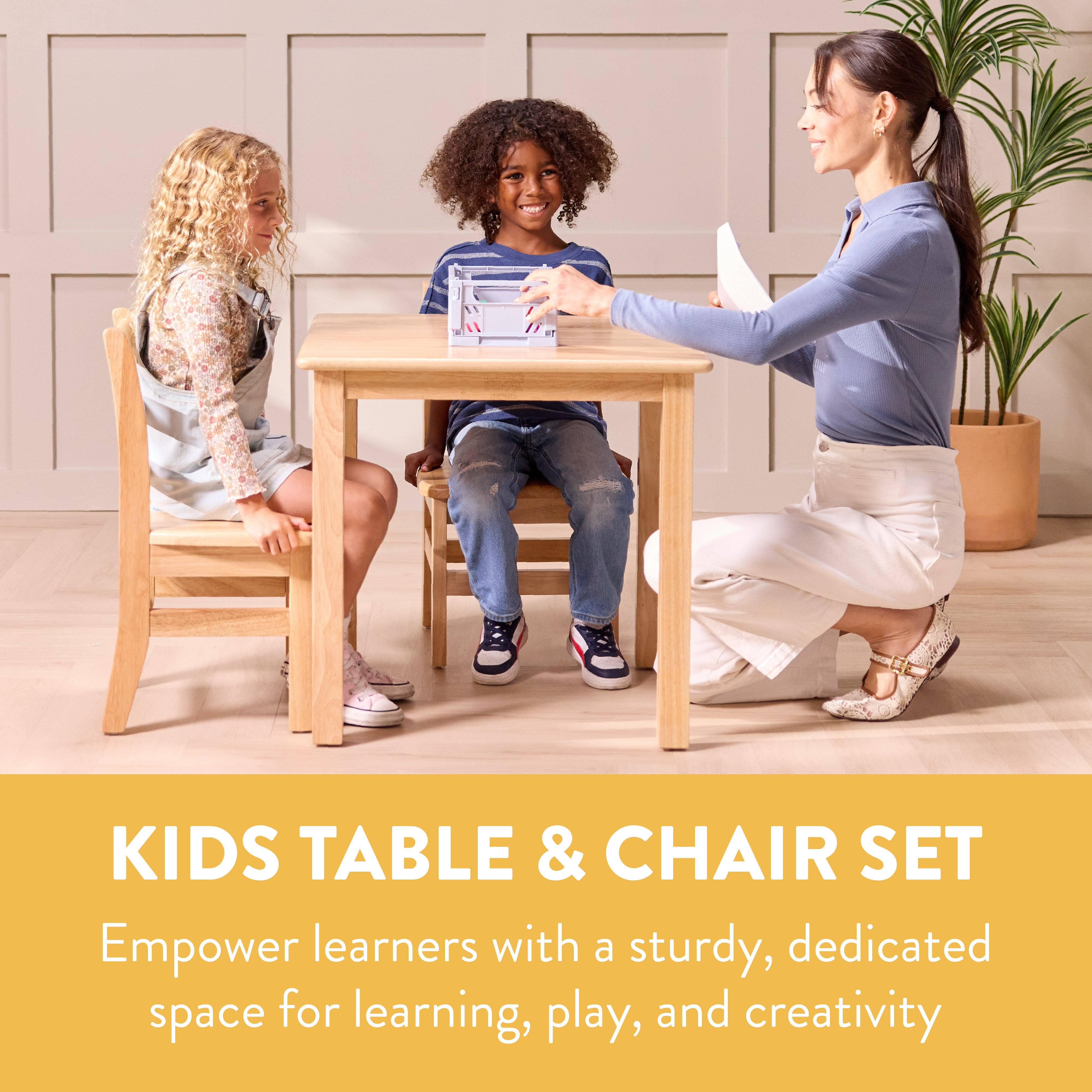 Wooden Activity Table and 12in Chairs, 3-Piece