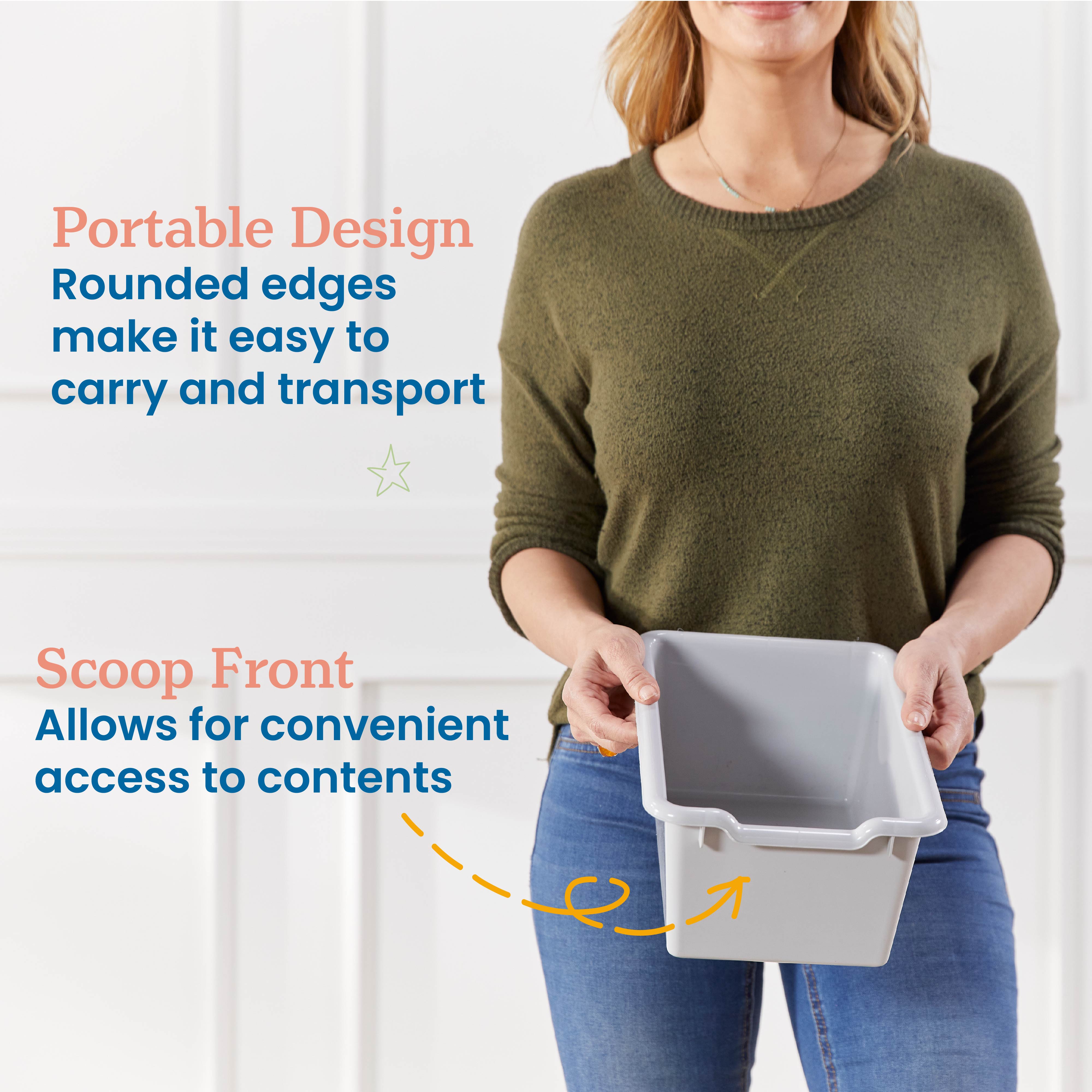 5+5 Mobile Storage and Tray Cabinet with 5 Scoop Front Bins, Grey Wash