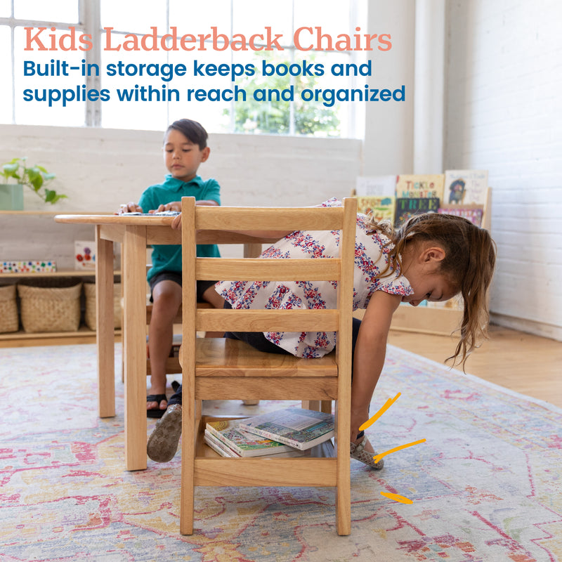 Three Rung Ladderback Chair with Storage, 2-Pack - Assembled