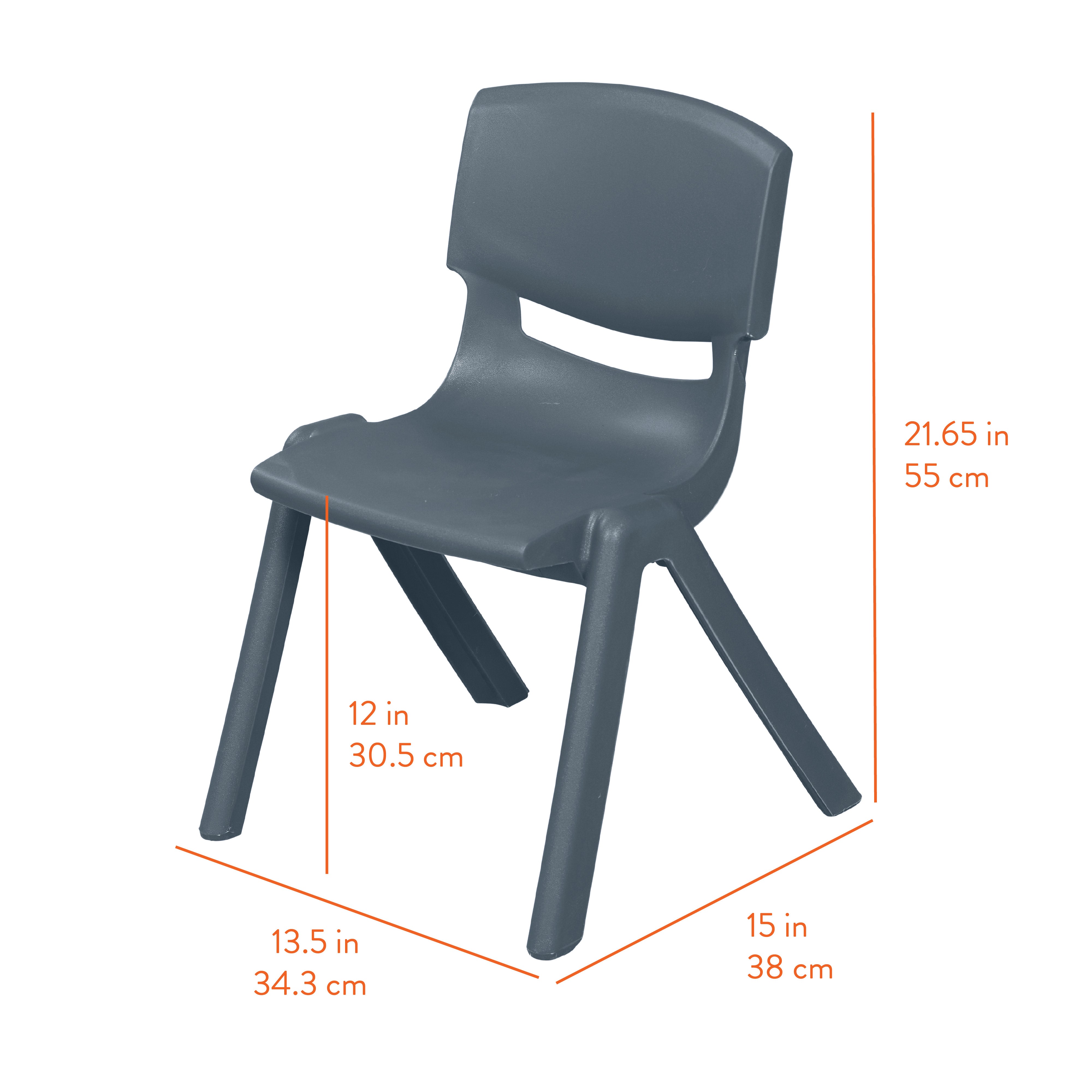 Stackable School Chairs, 12in Seat Height, 4-Pack