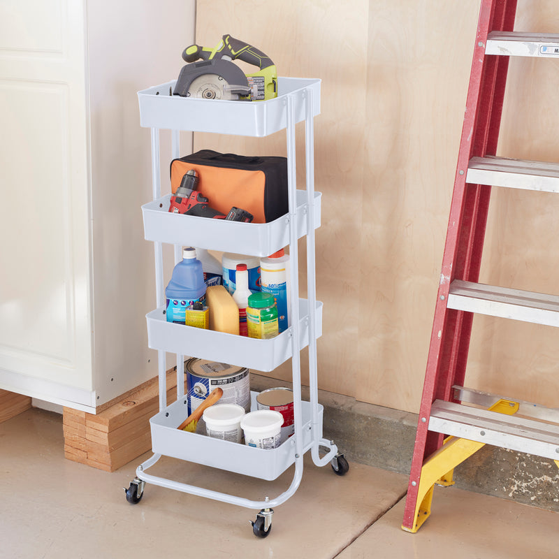 4-Tier Metal Rolling Utility Cart, Mobile Storage Organizer