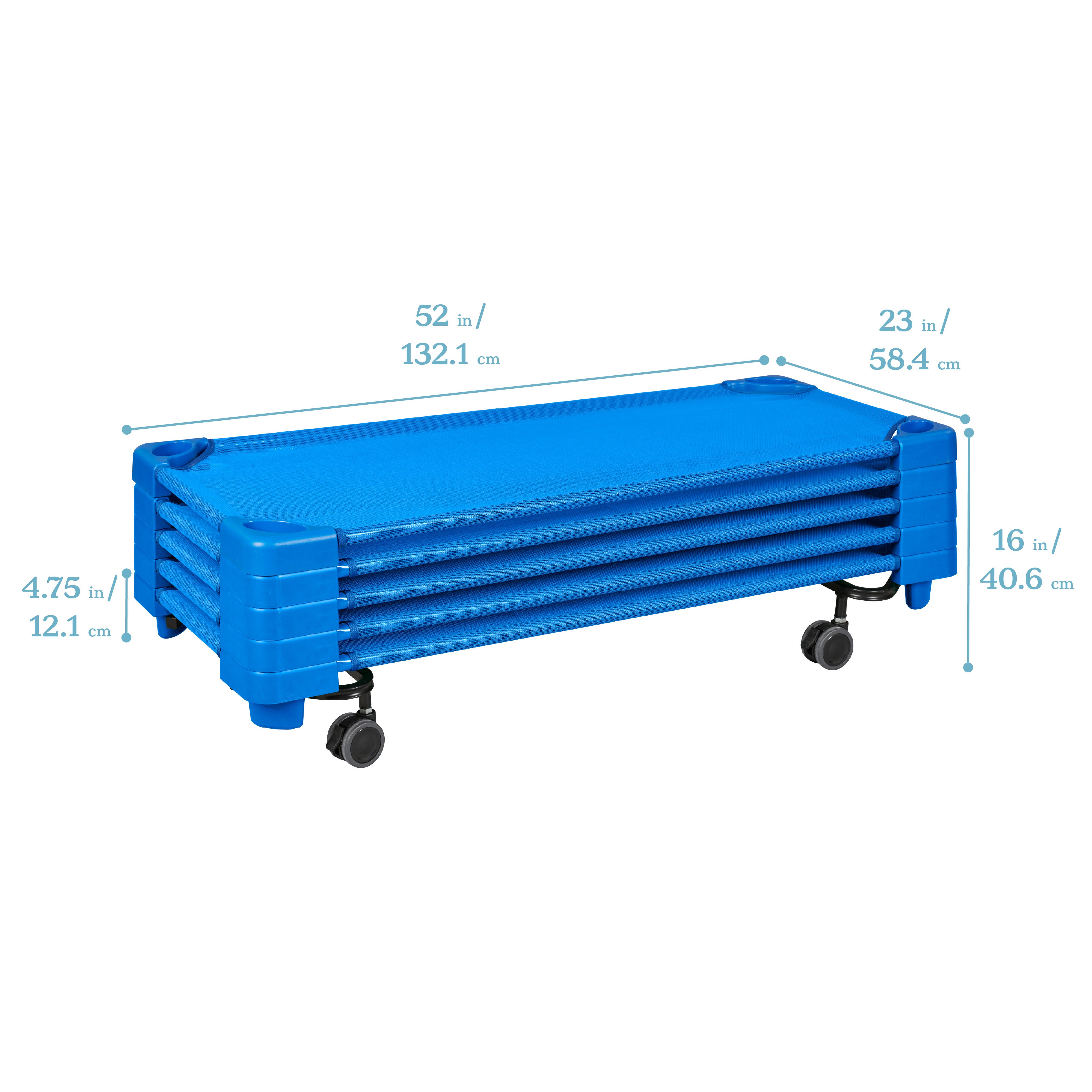 Stackable Kiddie Cots with Trolley, Assembled, Standard, 5-Pack