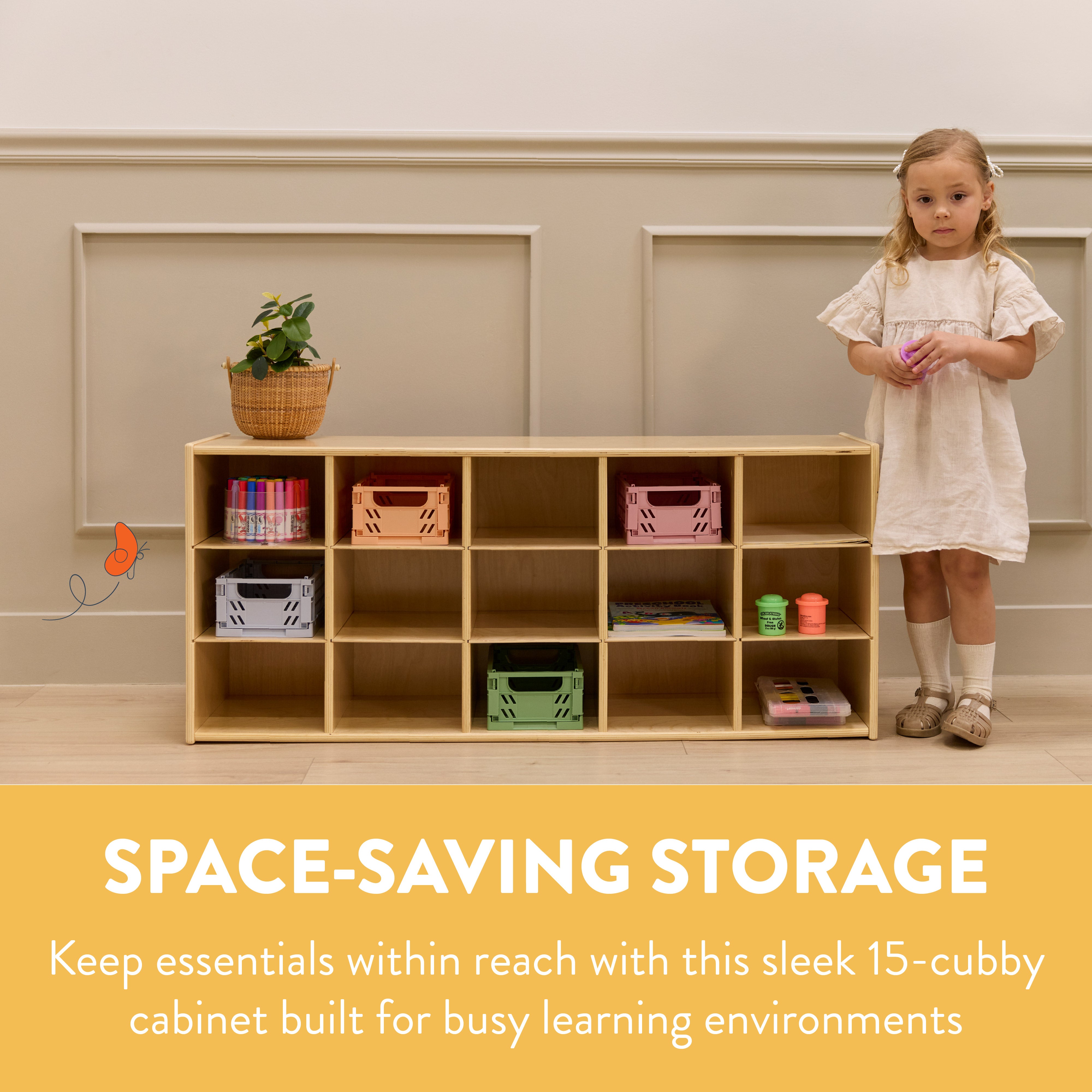 Sleekline 15-Compartment Cubby Storage Cabinet, 3x5