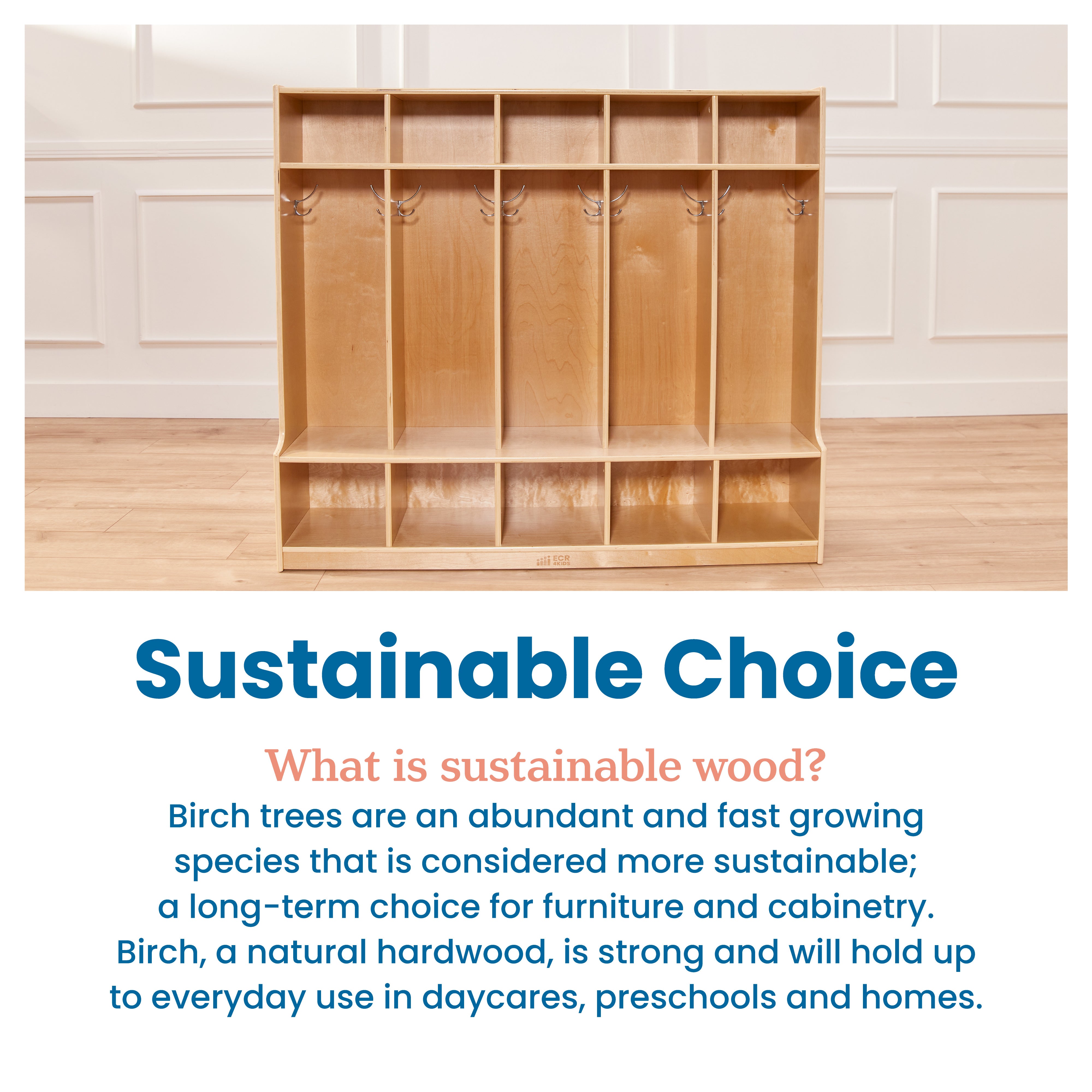 5-Section Coat Locker with Bench and 5 Scoop Front Bins
