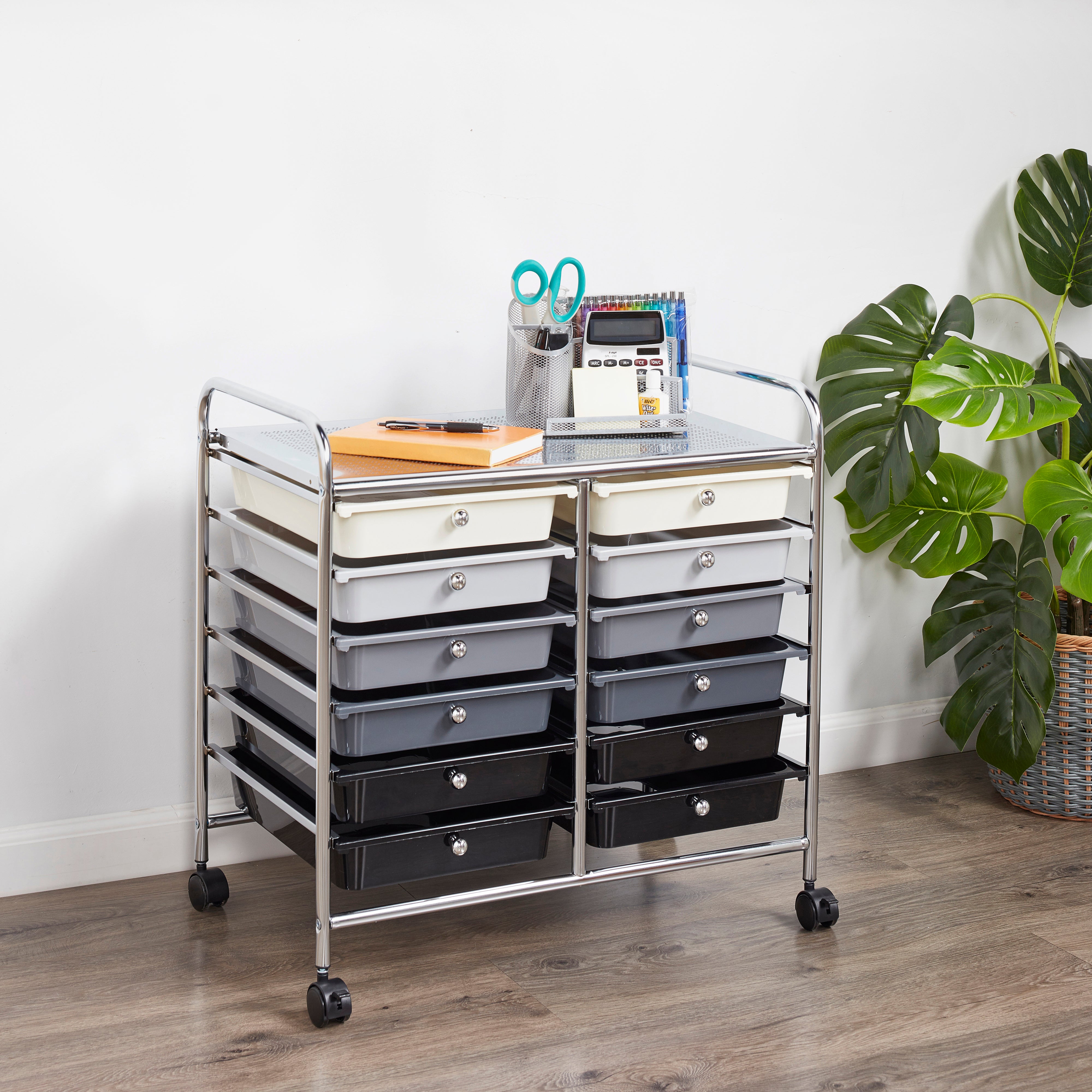 12-Drawer Mobile Organizer, Storage Cart