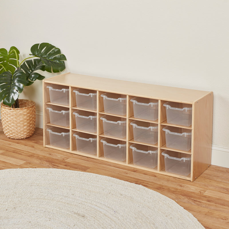 Streamline 15 Cubby Tray Cabinet with Scoop Front Storage Bins, 3x5
