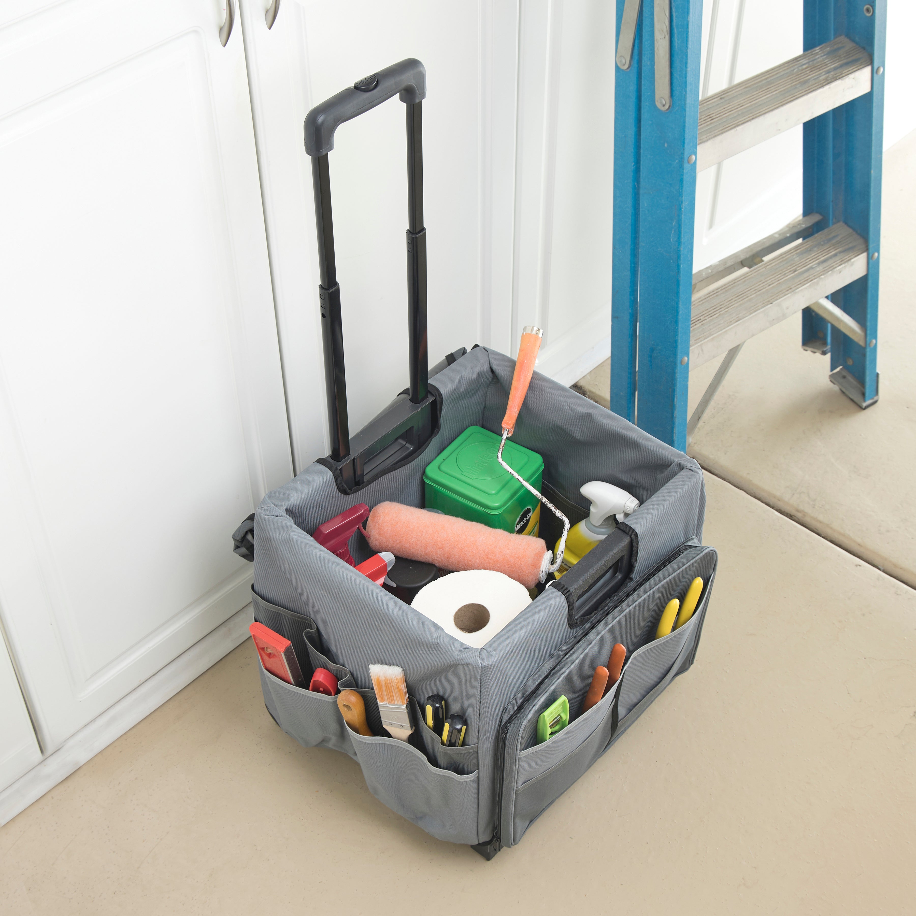 Mobile Folding Utility Cart with Canvas Storage Organizer Bag