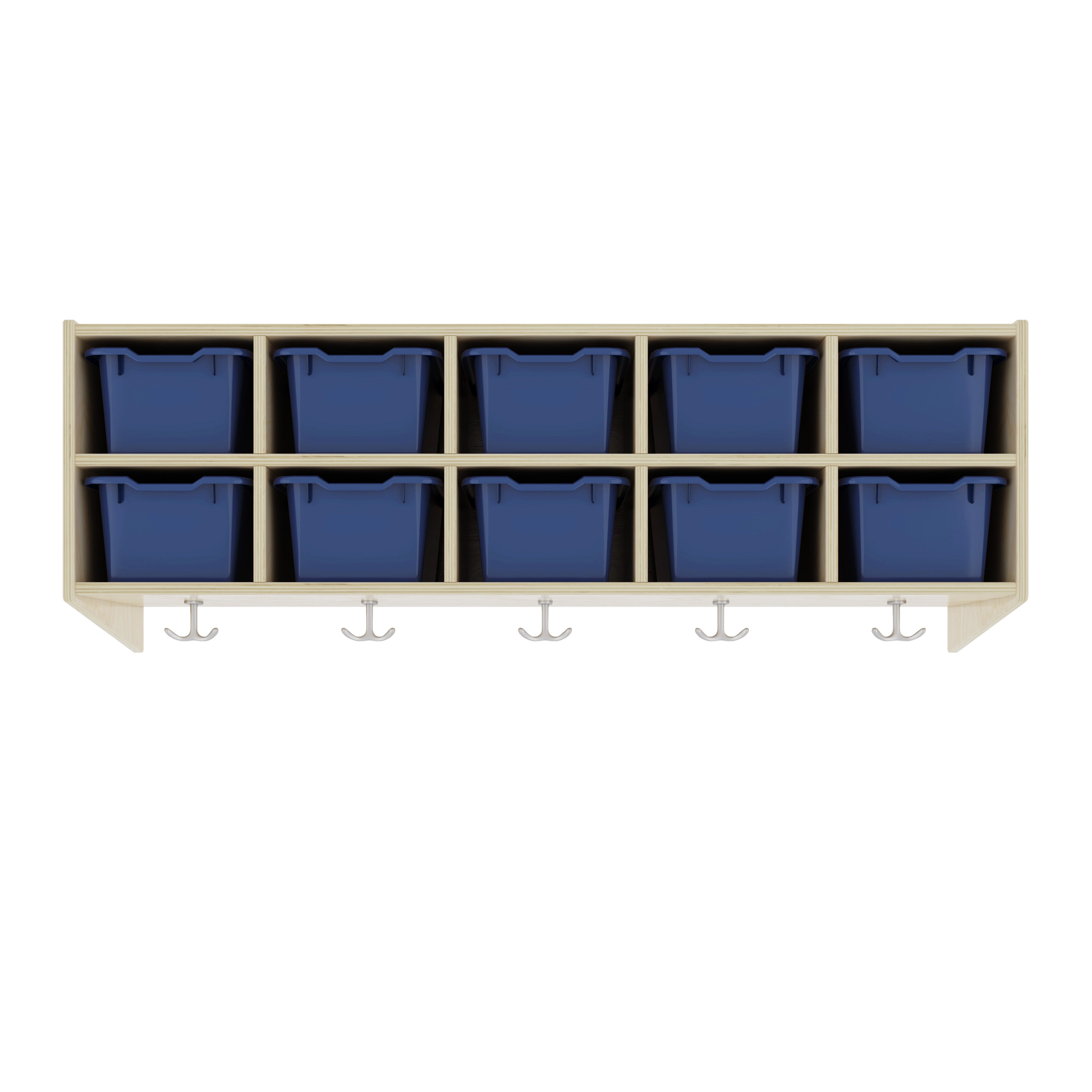 Streamline 10-Section Hanging Coat Locker with 10 Scoop Front Storage Bins