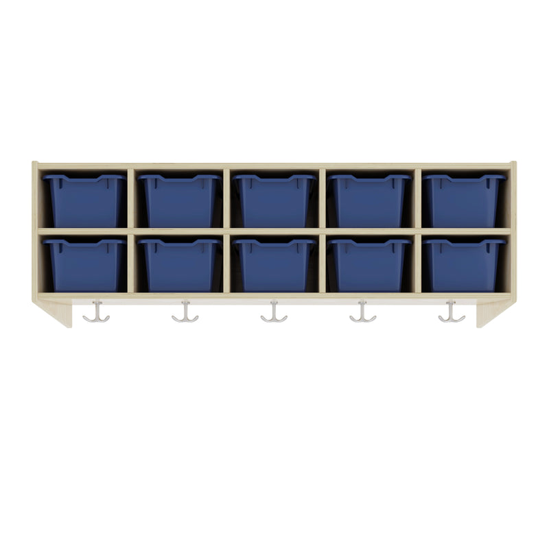 Streamline 10-Section Hanging Coat Locker with 10 Scoop Front Storage Bins