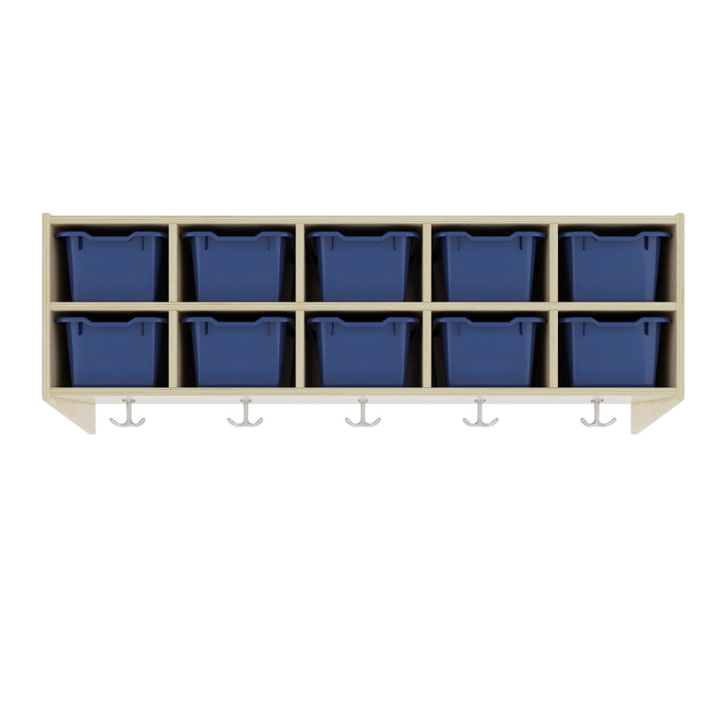 Streamline 10-Section Hanging Coat Locker with 10 Scoop Front Storage Bins