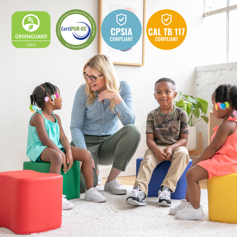 Toddler Modular Stool Set, Butterfly Shaped Foam Seats, 10in Seat Height, 6-Piece
