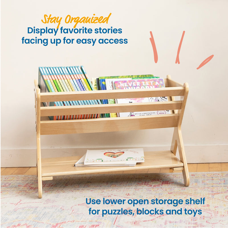 Book Caddy with Shelf, Bookshelf with Storage